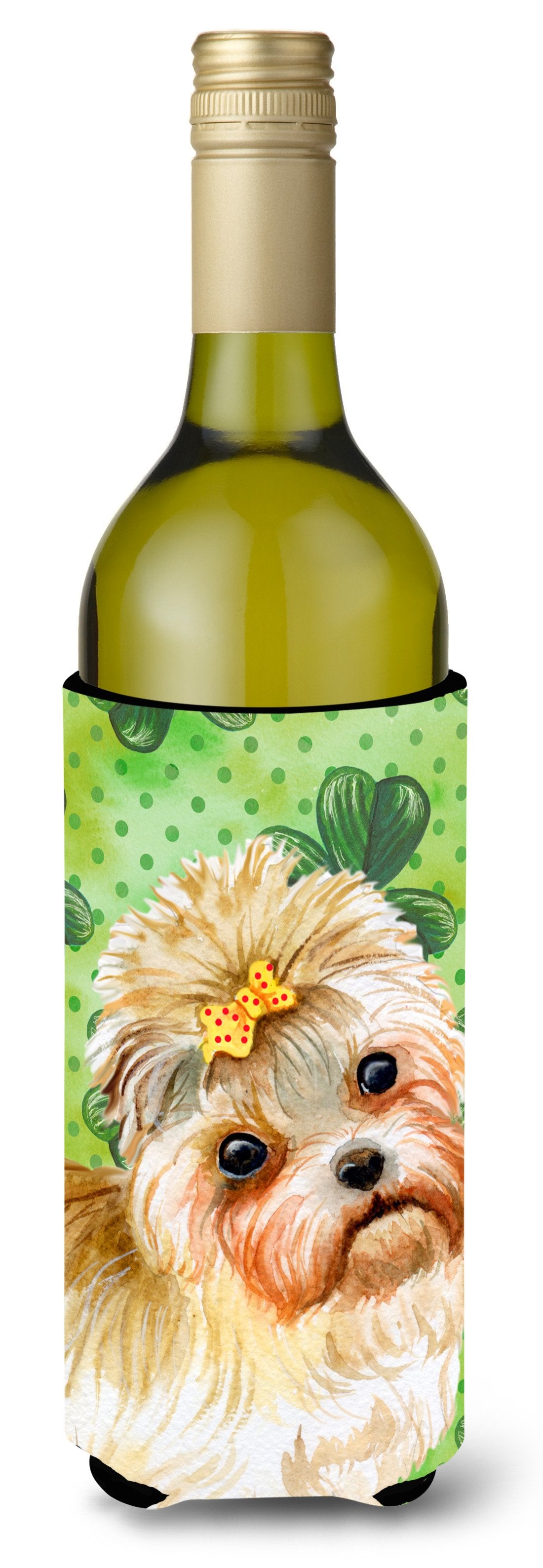 Morkie St Patrick&#39;s Wine Bottle Beverge Insulator Hugger BB9842LITERK by Caroline&#39;s Treasures