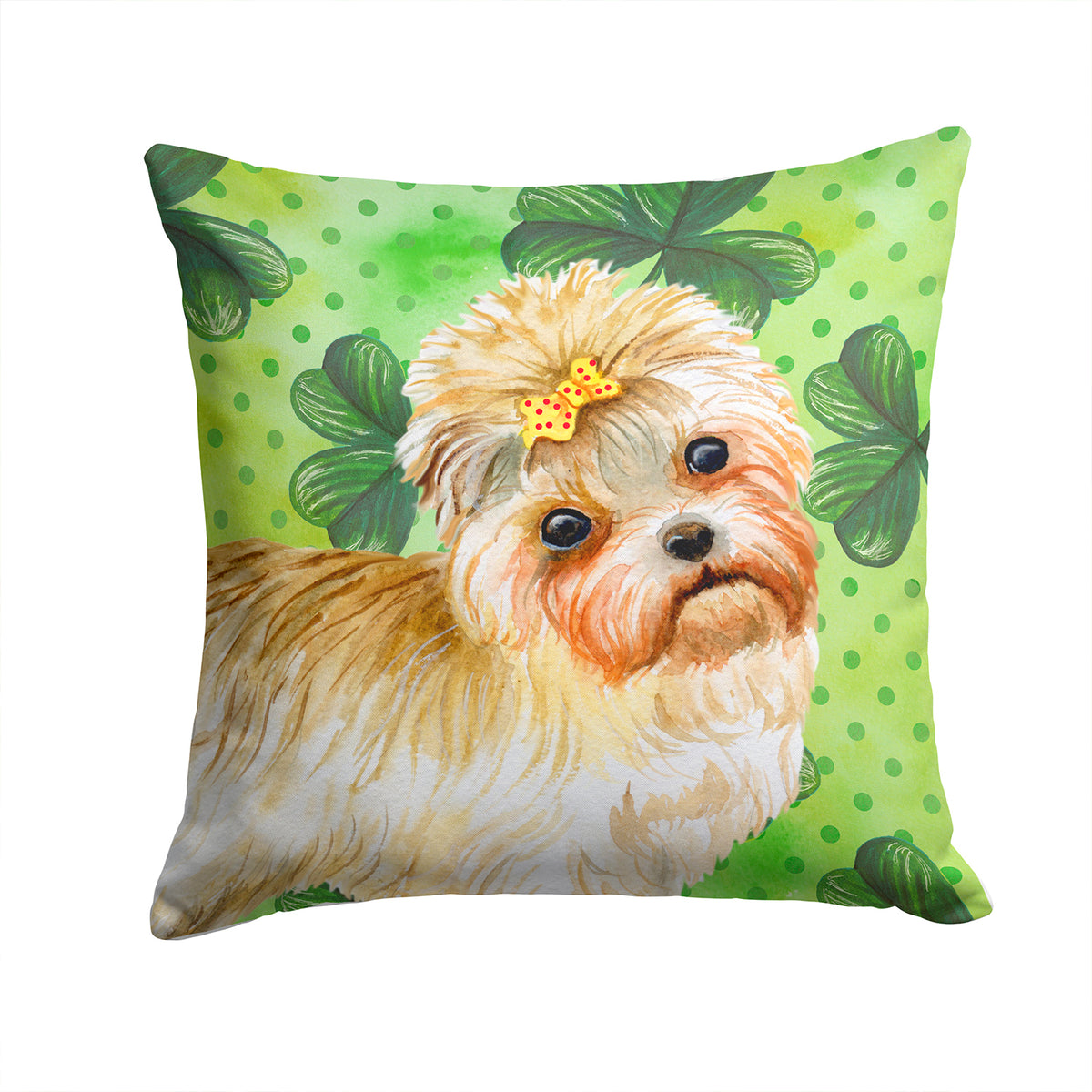 Morkie St Patrick&#39;s Fabric Decorative Pillow BB9842PW1414 - the-store.com