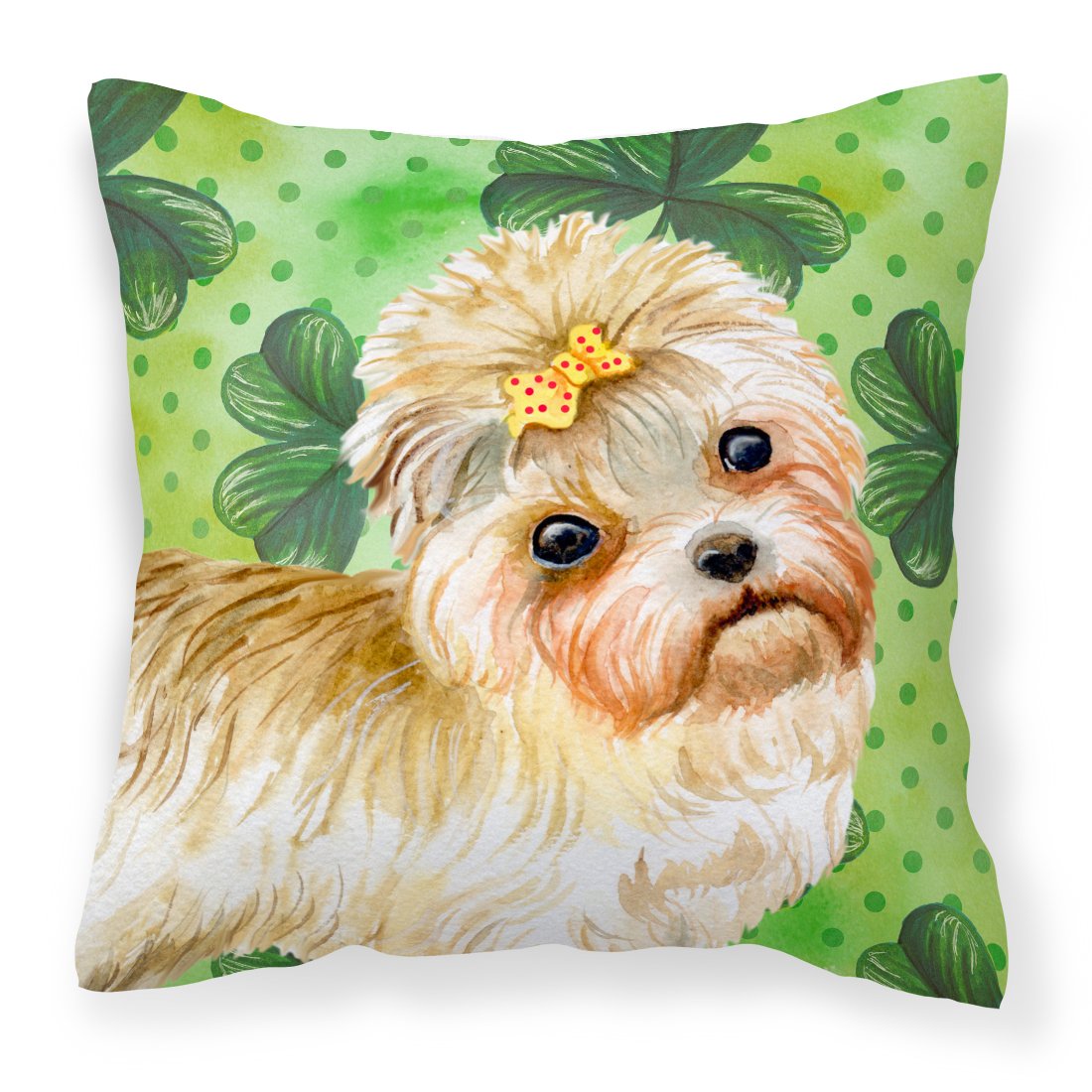 Morkie St Patrick&#39;s Fabric Decorative Pillow BB9842PW1818 by Caroline&#39;s Treasures