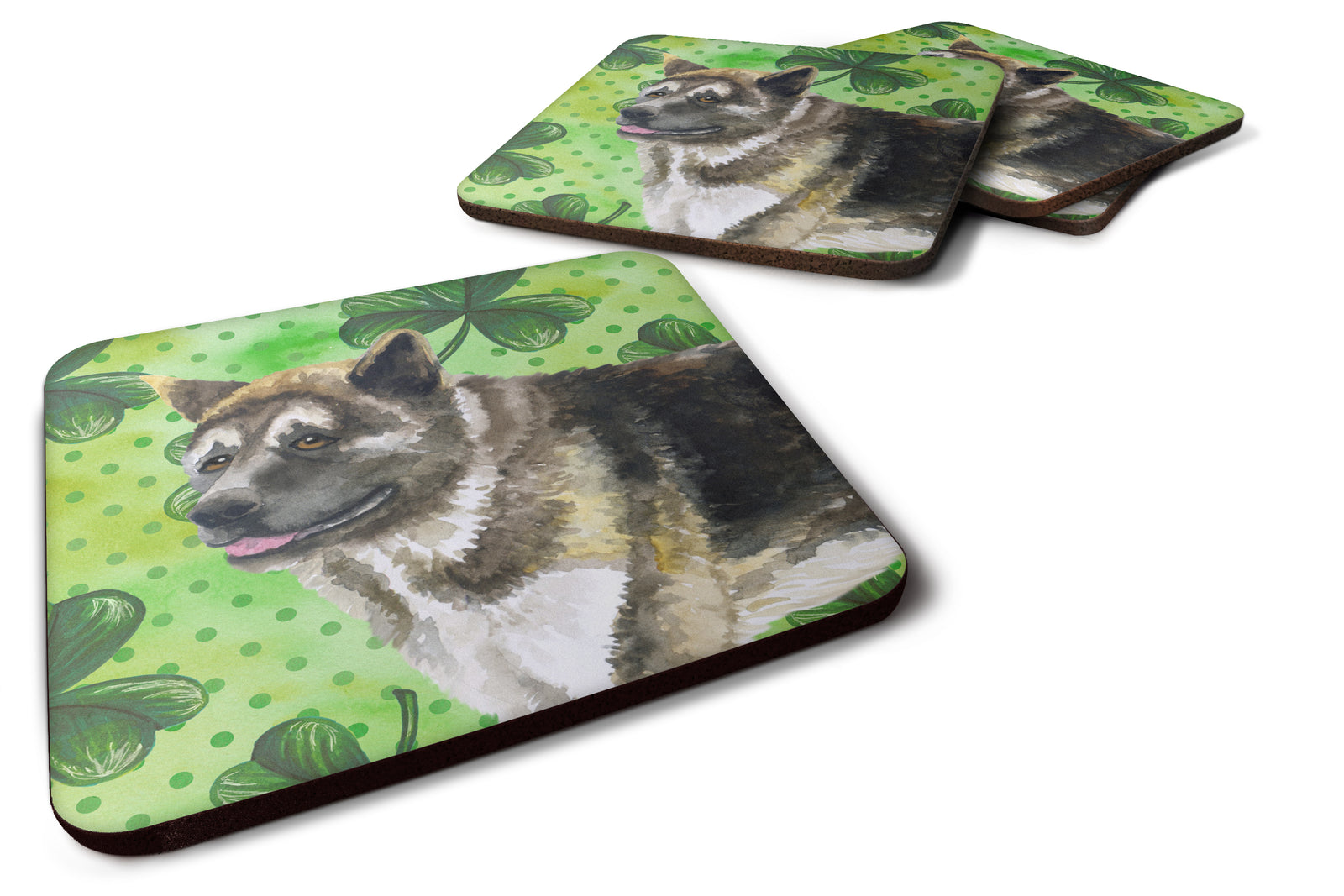 Set of 4 American Akita St Patrick's Foam Coasters Set of 4 - the-store.com