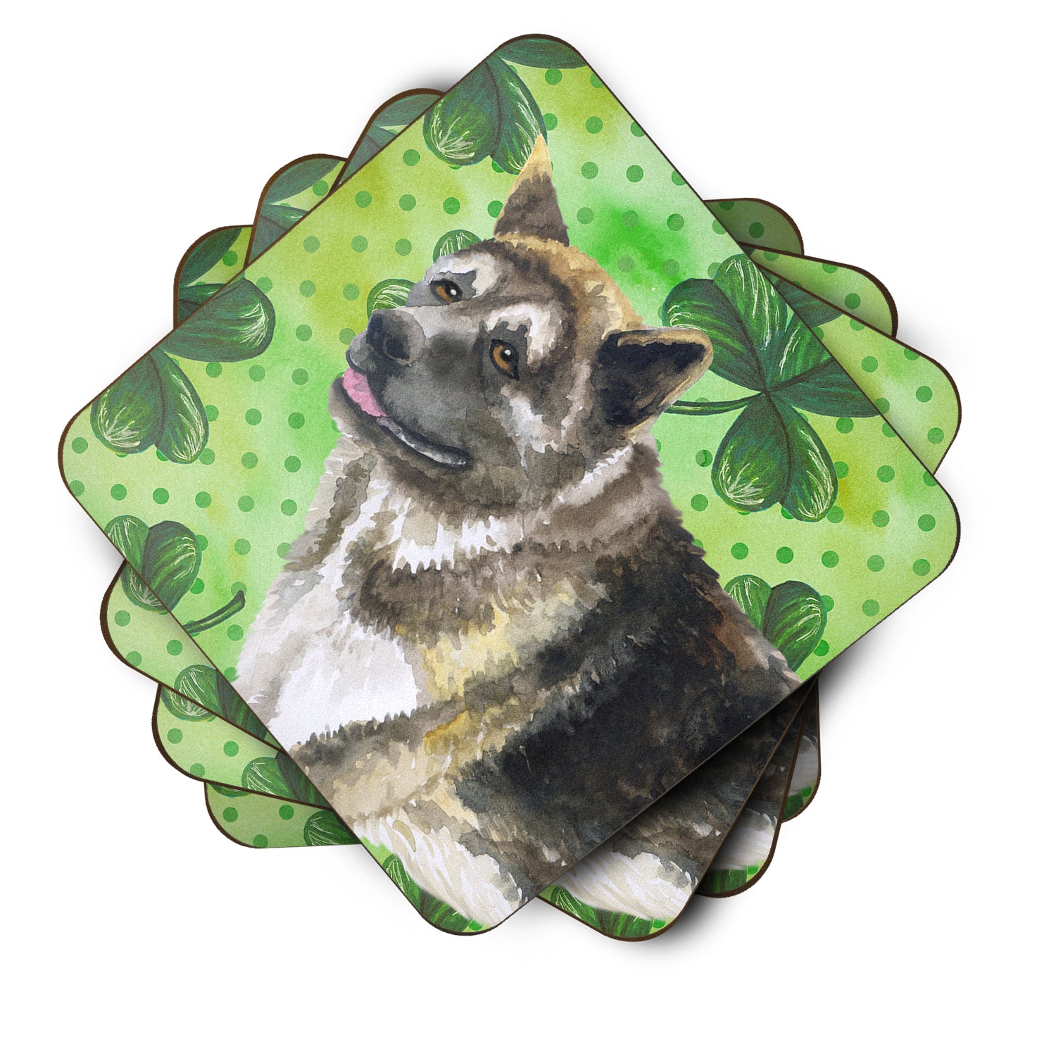 Set of 4 American Akita St Patrick's Foam Coasters Set of 4 - the-store.com