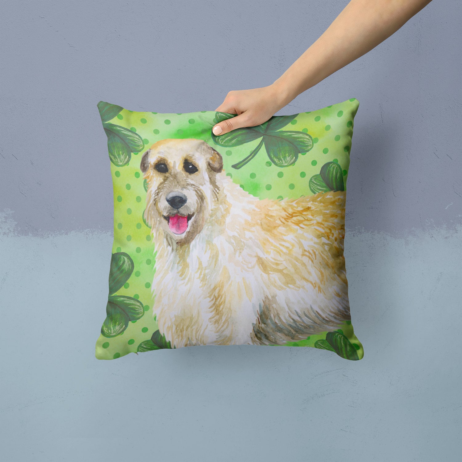 Irish Wolfhound St Patrick's Fabric Decorative Pillow - the-store.com