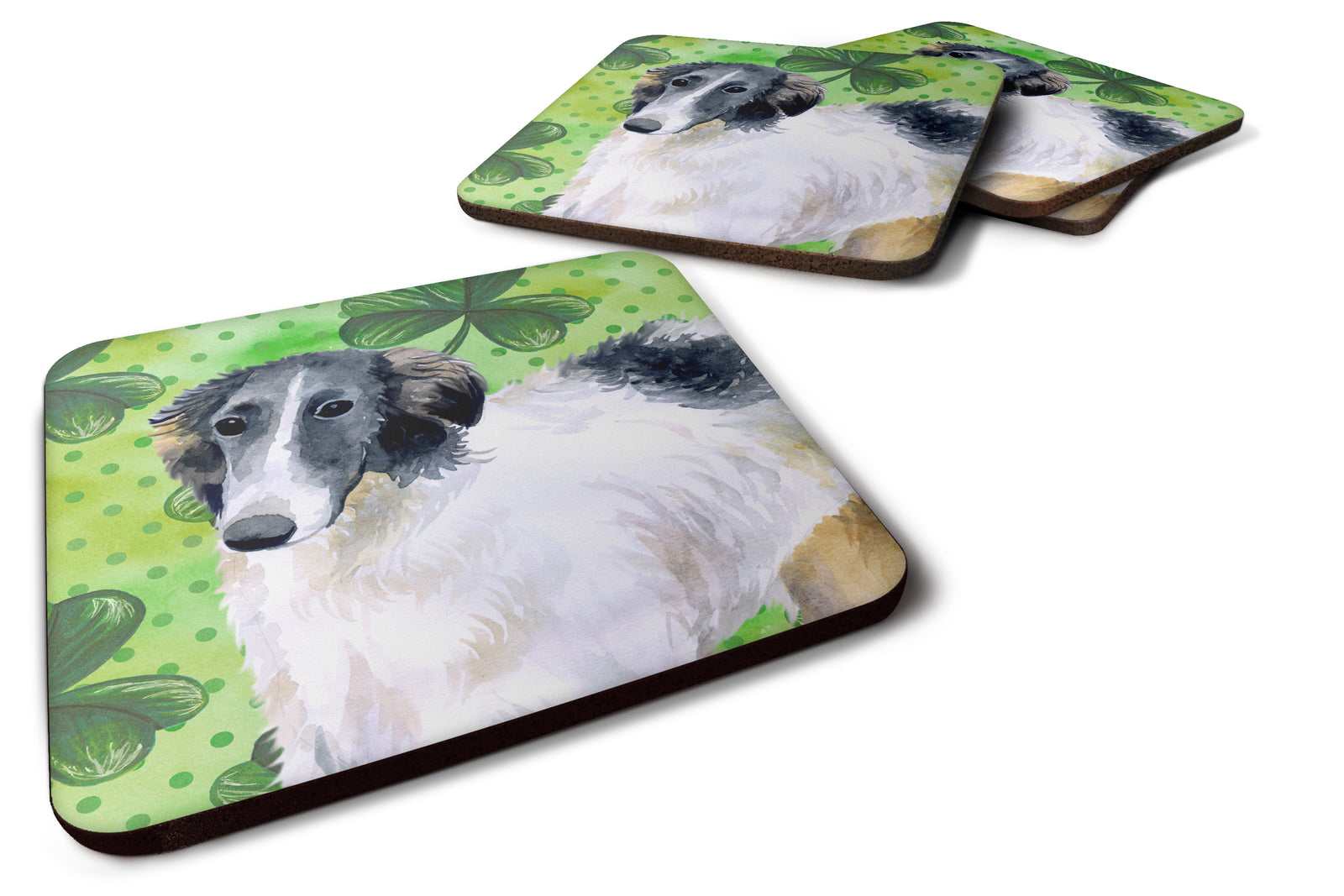 Borzoi St Patrick's Foam Coaster Set of 4 BB9846FC - the-store.com