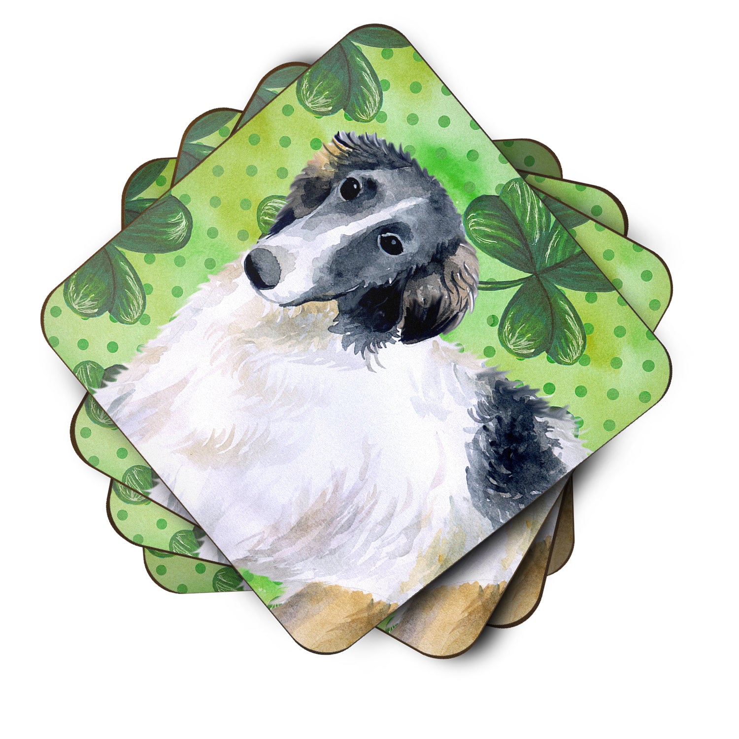 Borzoi St Patrick's Foam Coaster Set of 4 BB9846FC - the-store.com