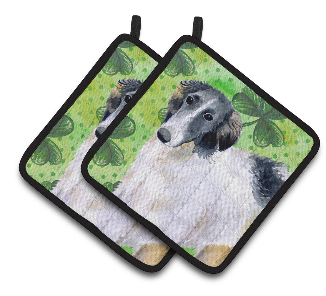 Borzoi St Patrick's Pair of Pot Holders BB9846PTHD by Caroline's Treasures