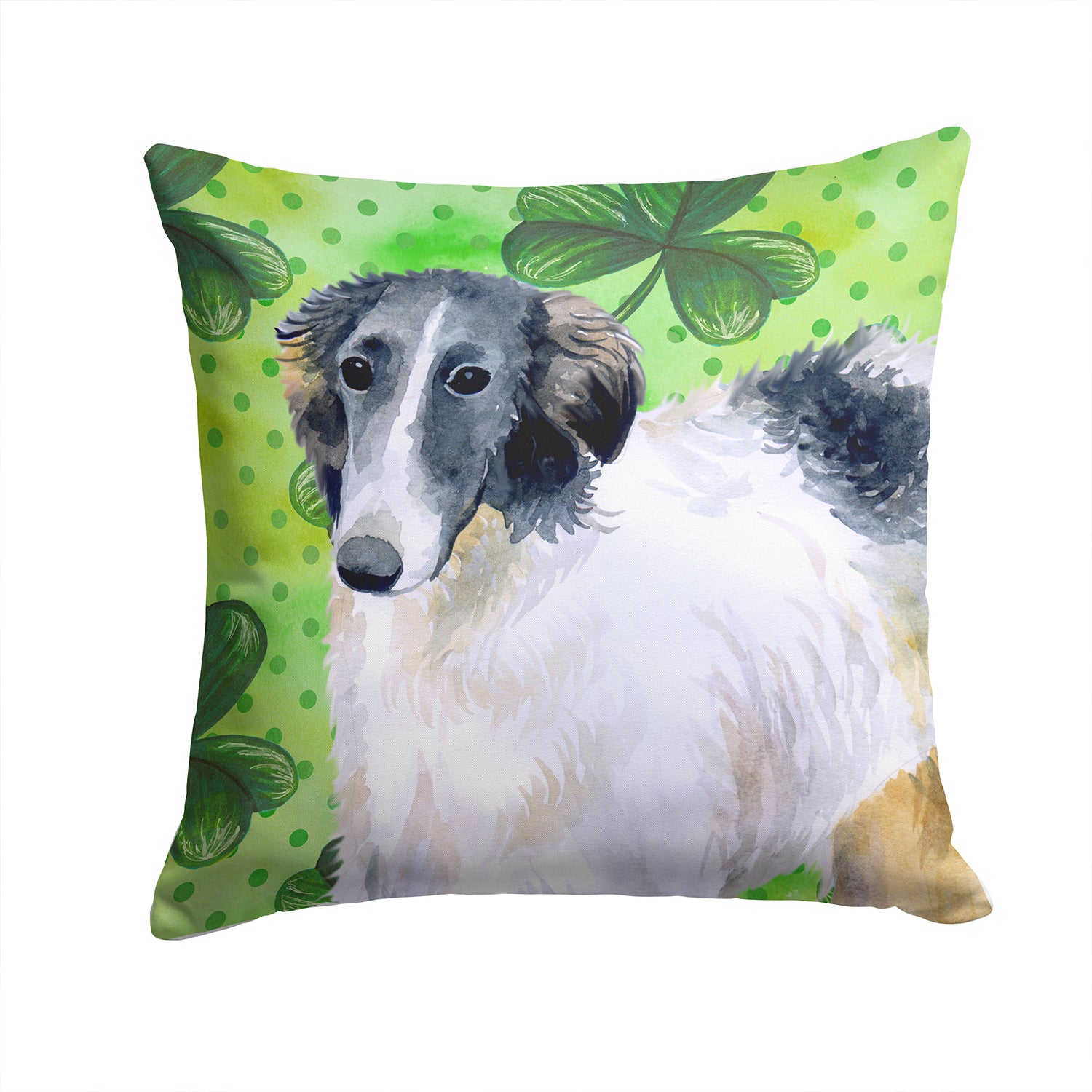 Borzoi St Patrick's Fabric Decorative Pillow BB9846PW1414 - the-store.com