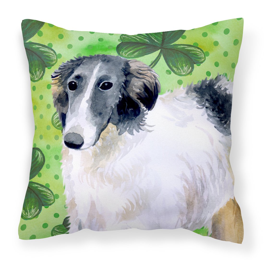 Borzoi St Patrick's Fabric Decorative Pillow BB9846PW1818 by Caroline's Treasures