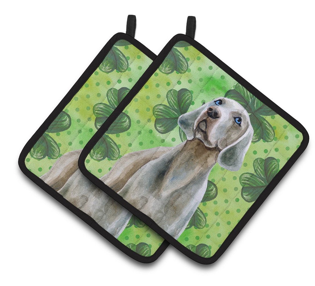 Weimaraner St Patrick&#39;s Pair of Pot Holders BB9848PTHD by Caroline&#39;s Treasures