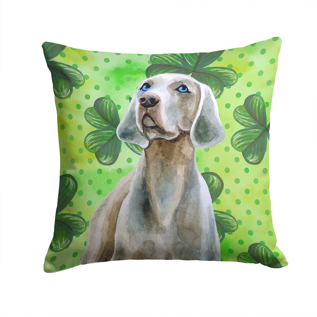 Weimaraner St Patrick&#39;s Fabric Decorative Pillow BB9848PW1414 - the-store.com