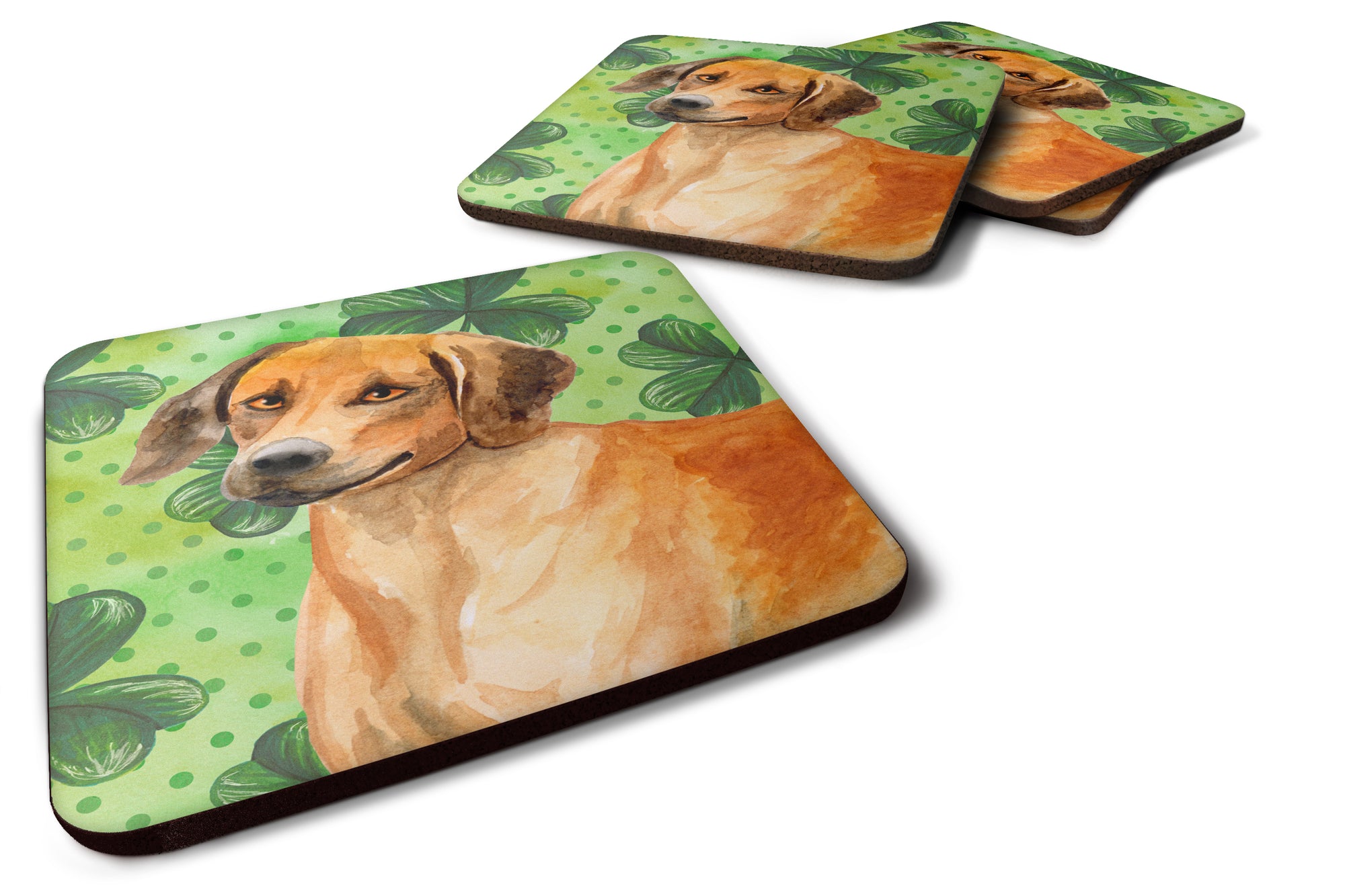 Rhodesian Ridgeback St Patrick's Foam Coaster Set of 4 BB9850FC - the-store.com