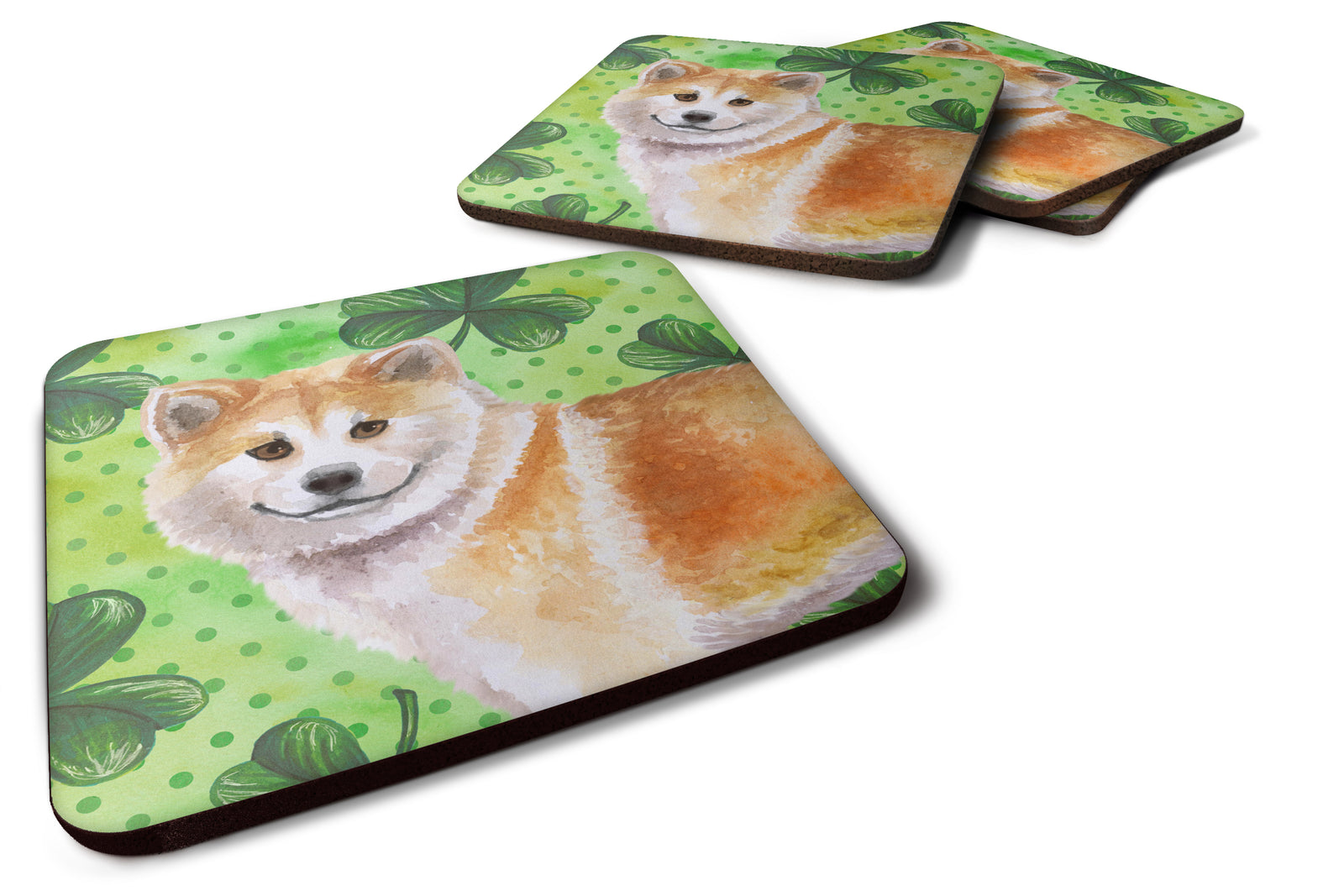 Shiba Inu St Patrick's Foam Coaster Set of 4 BB9852FC - the-store.com