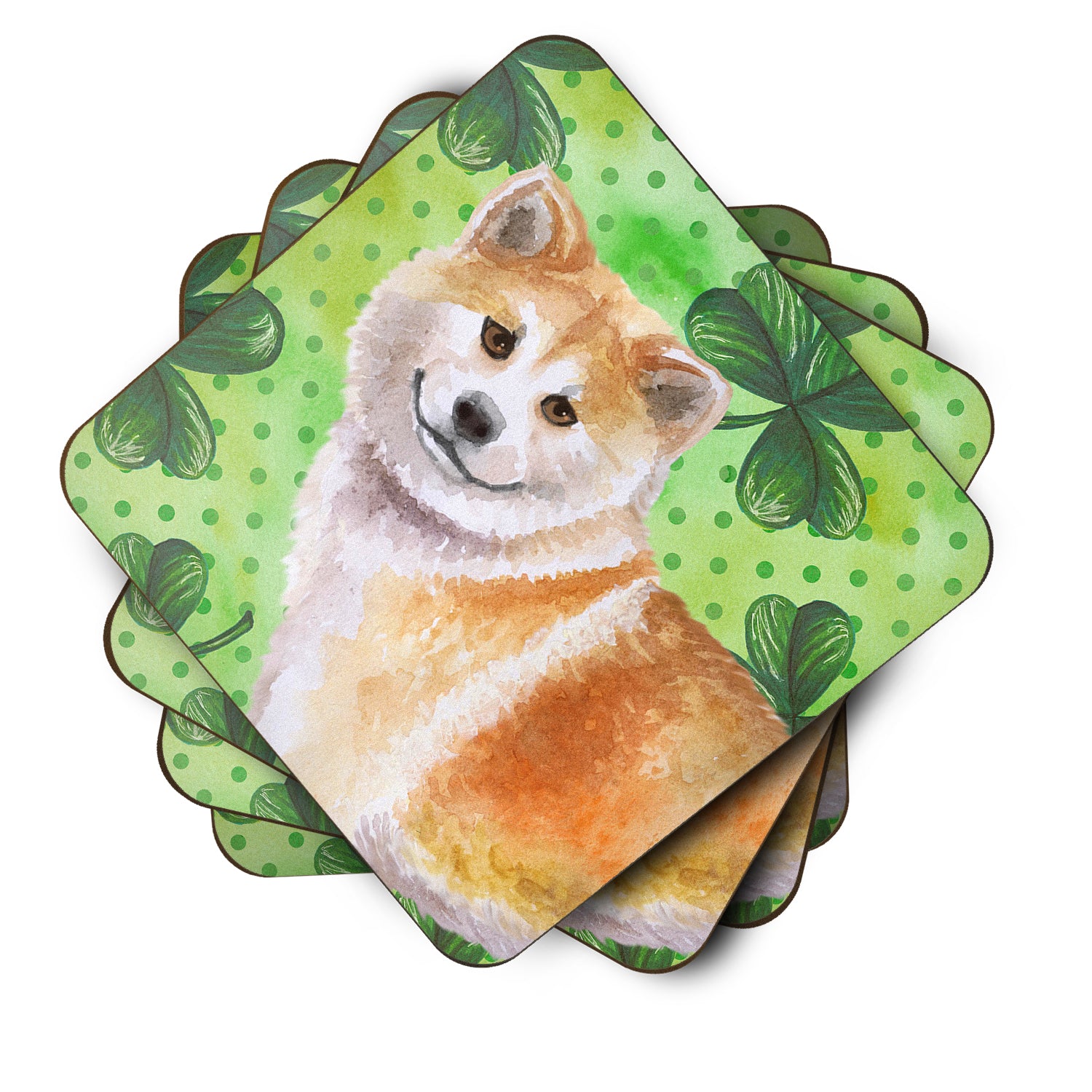 Shiba Inu St Patrick's Foam Coaster Set of 4 BB9852FC - the-store.com