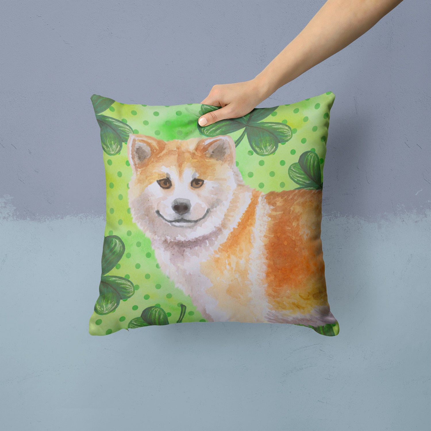 Shiba Inu St Patrick's Fabric Decorative Pillow BB9852PW1414 - the-store.com