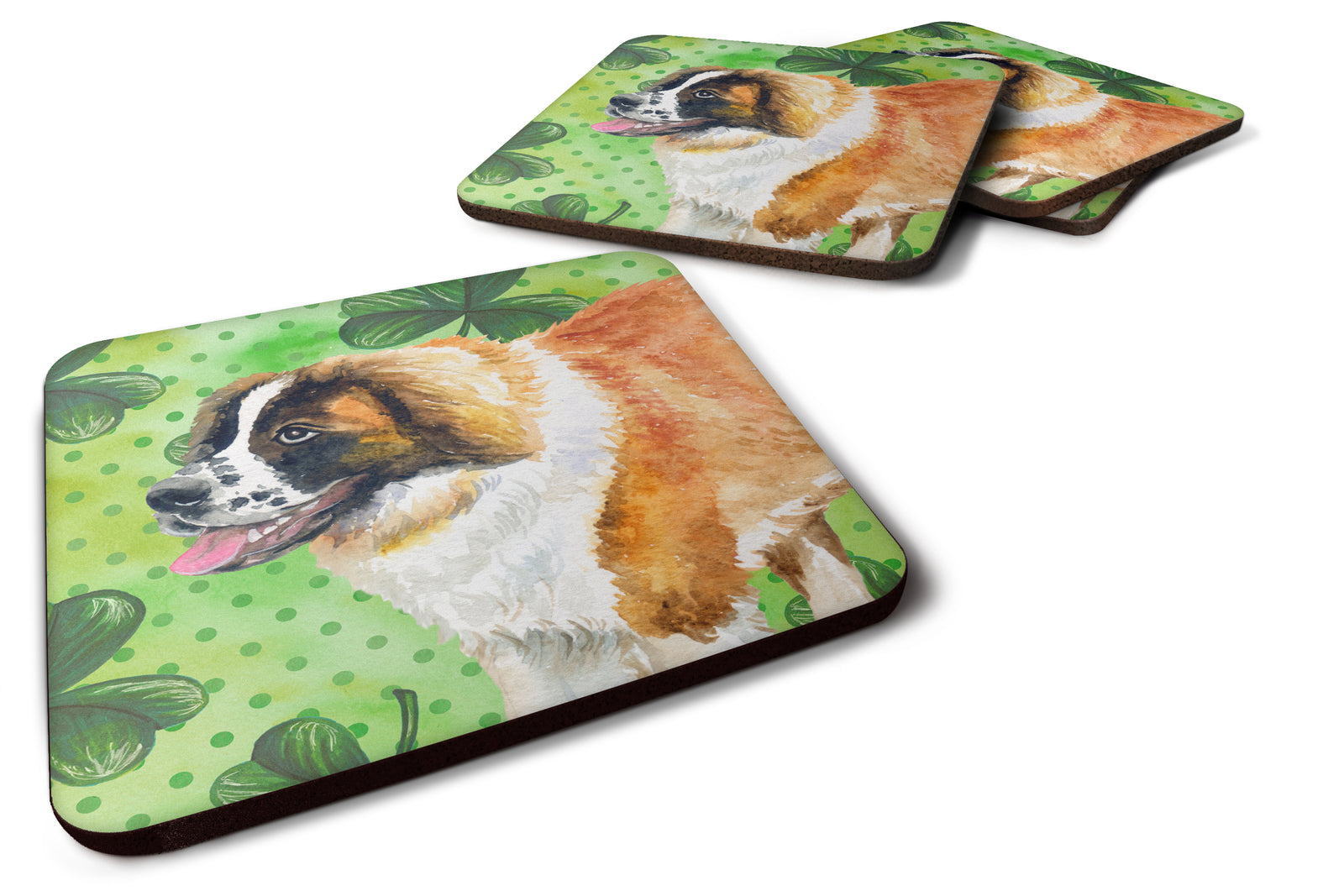 Saint Bernard St Patrick's Foam Coaster Set of 4 BB9853FC - the-store.com