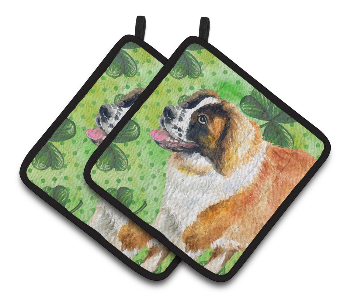 Saint Bernard St Patrick&#39;s Pair of Pot Holders BB9853PTHD by Caroline&#39;s Treasures