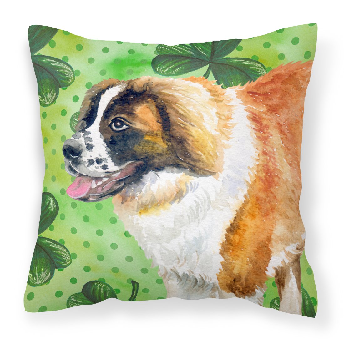 Saint Bernard St Patrick's Fabric Decorative Pillow BB9853PW1818 by Caroline's Treasures