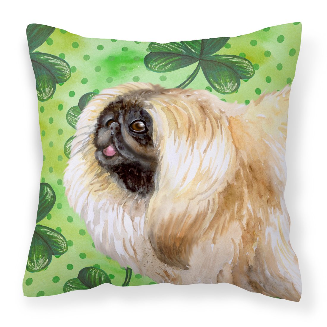 Pekingese St Patrick&#39;s Fabric Decorative Pillow BB9855PW1818 by Caroline&#39;s Treasures