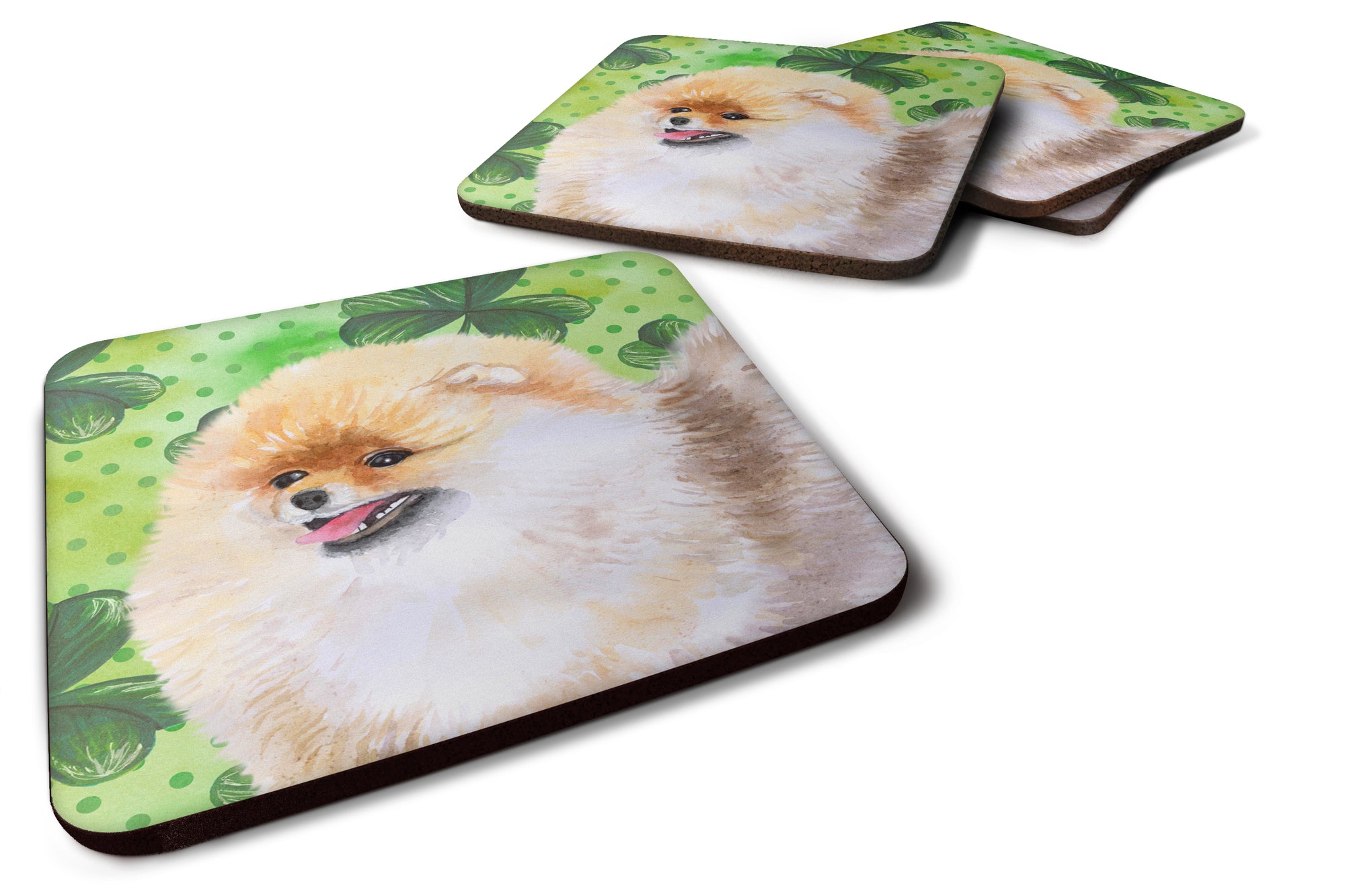 Pomeranian St Patrick's Foam Coaster Set of 4 BB9856FC - the-store.com