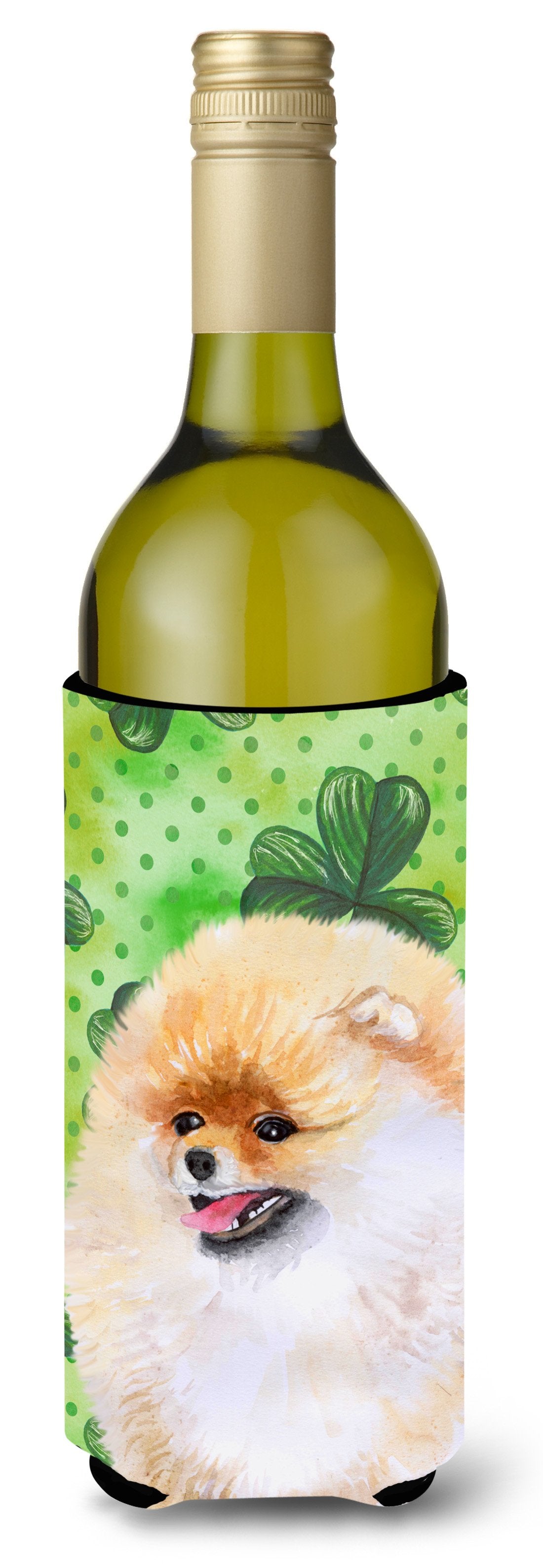 Pomeranian St Patrick's Wine Bottle Beverge Insulator Hugger BB9856LITERK by Caroline's Treasures