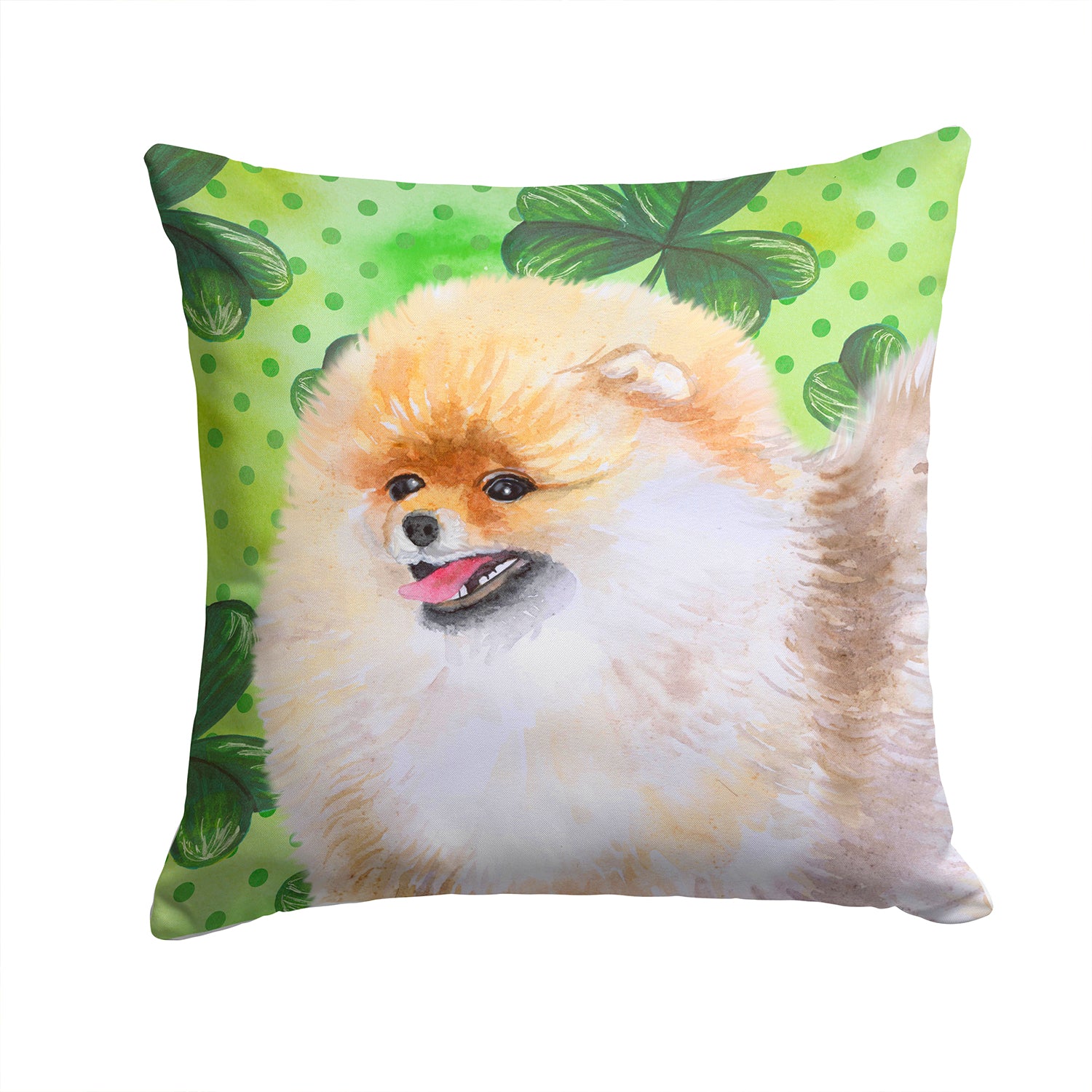 Pomeranian St Patrick's Fabric Decorative Pillow BB9856PW1414 - the-store.com