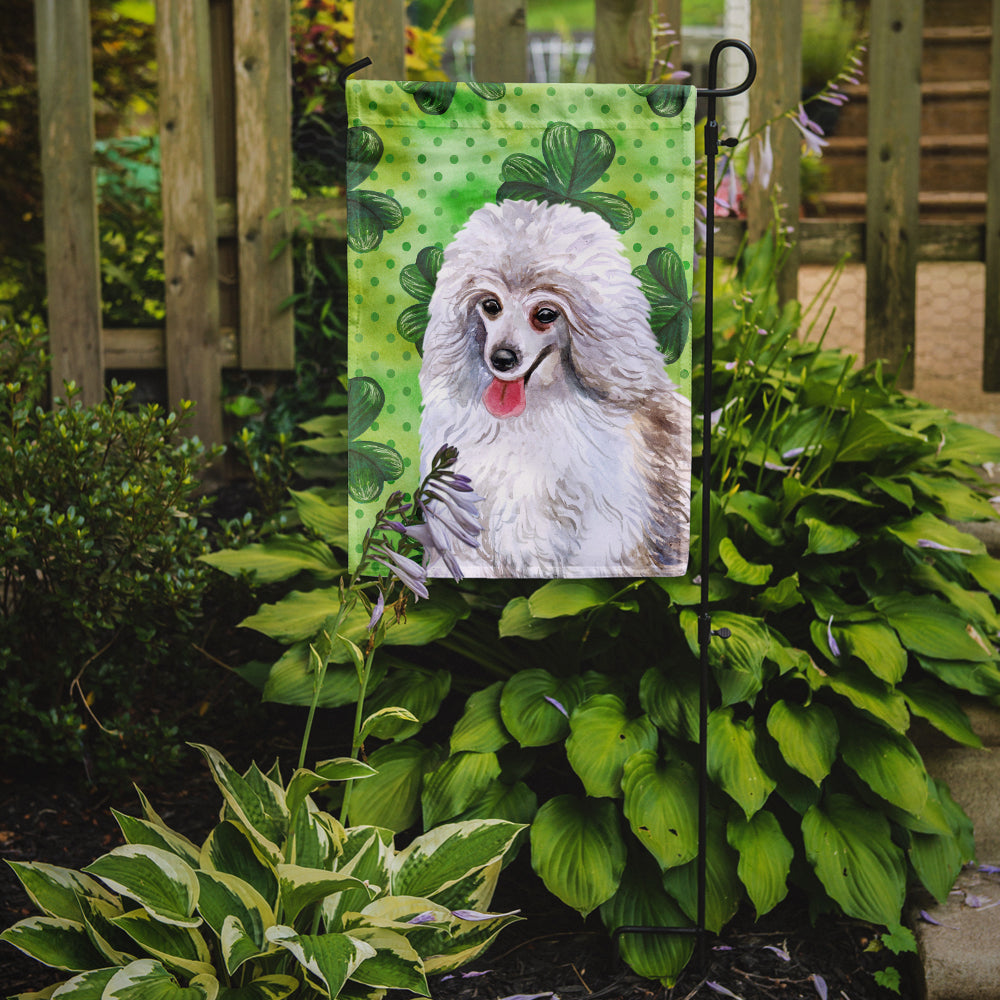 Medium White Poodle St Patrick's Flag Garden Size BB9857GF  the-store.com.