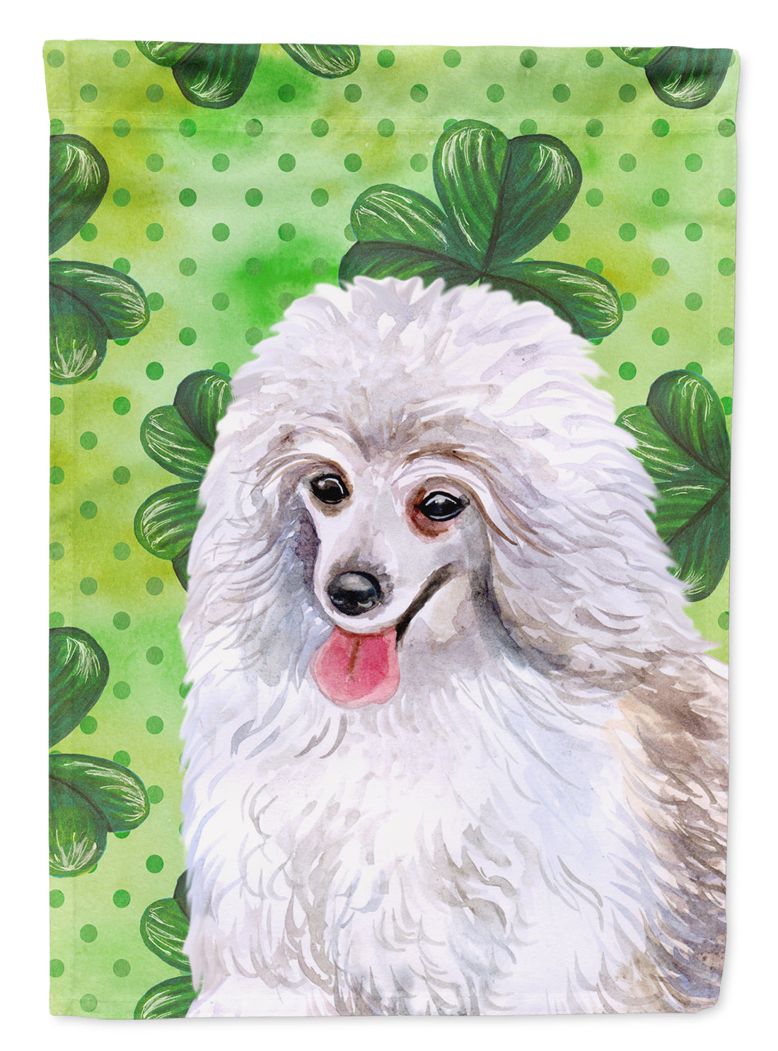 Medium White Poodle St Patrick's Flag Garden Size BB9857GF  the-store.com.