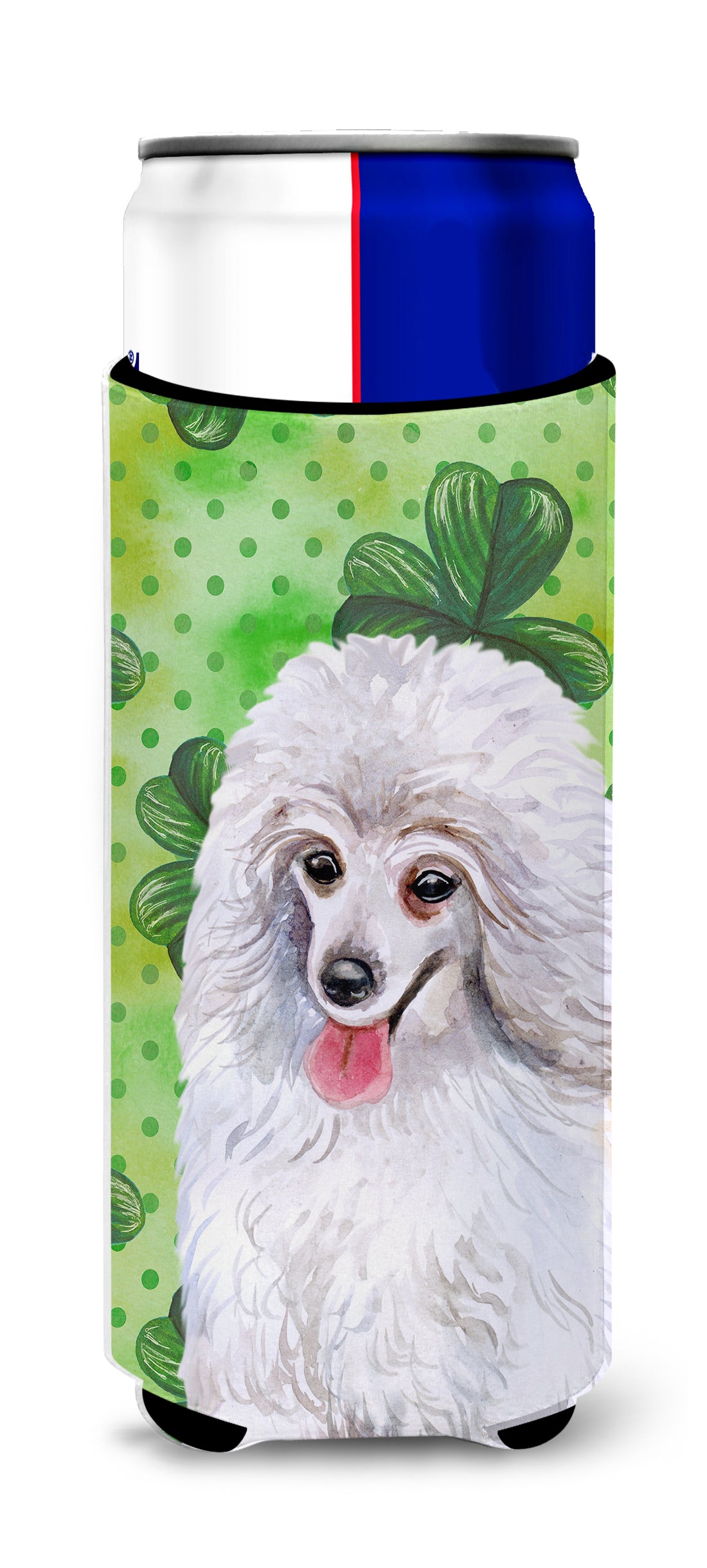 Medium White Poodle St Patrick's  Ultra Hugger for slim cans BB9857MUK  the-store.com.