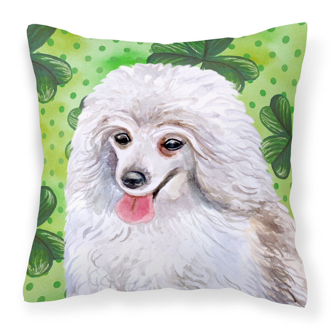 Medium White Poodle St Patrick's Fabric Decorative Pillow BB9857PW1818 by Caroline's Treasures