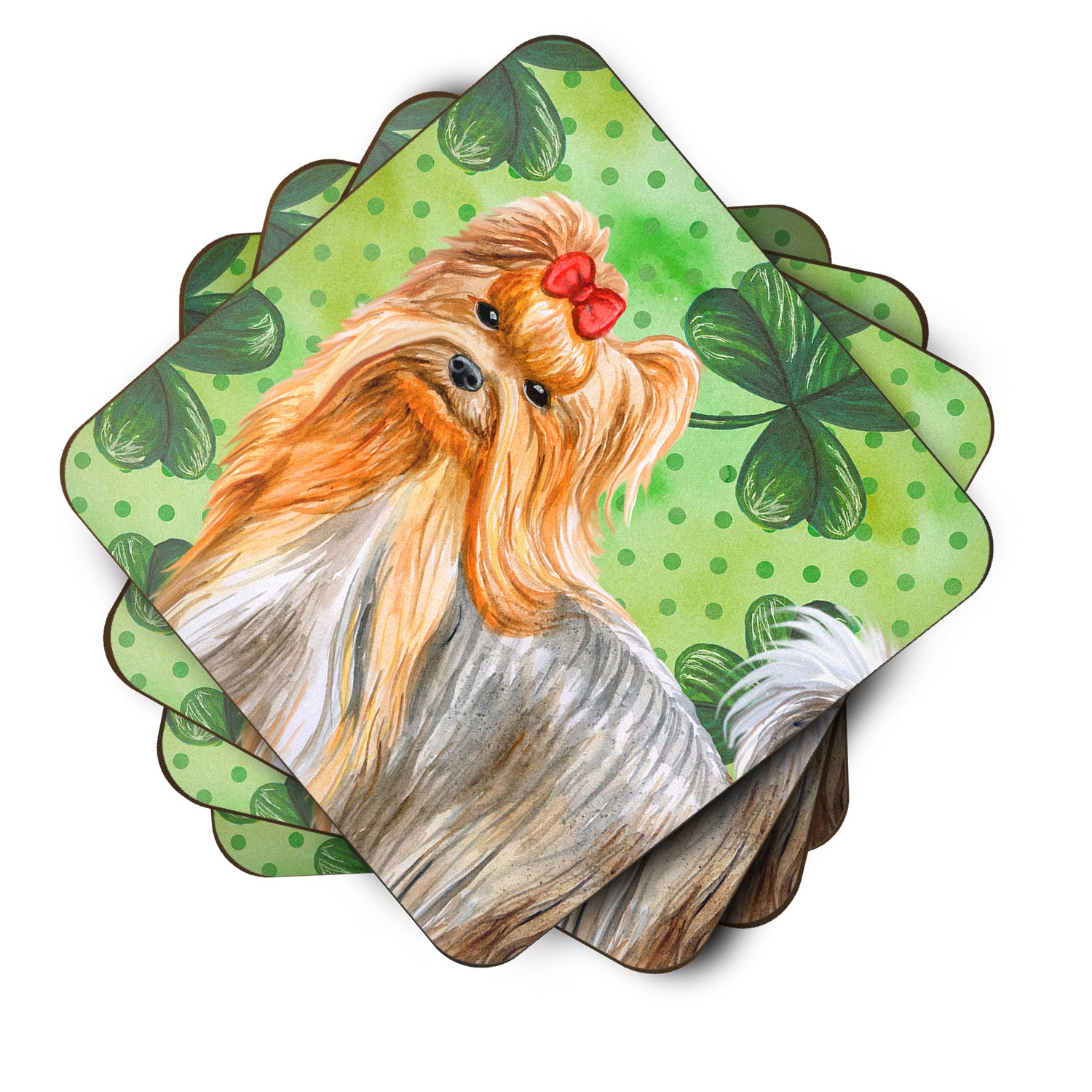 Yorkshire Terrier St Patrick's Foam Coaster Set of 4 BB9859FC - the-store.com