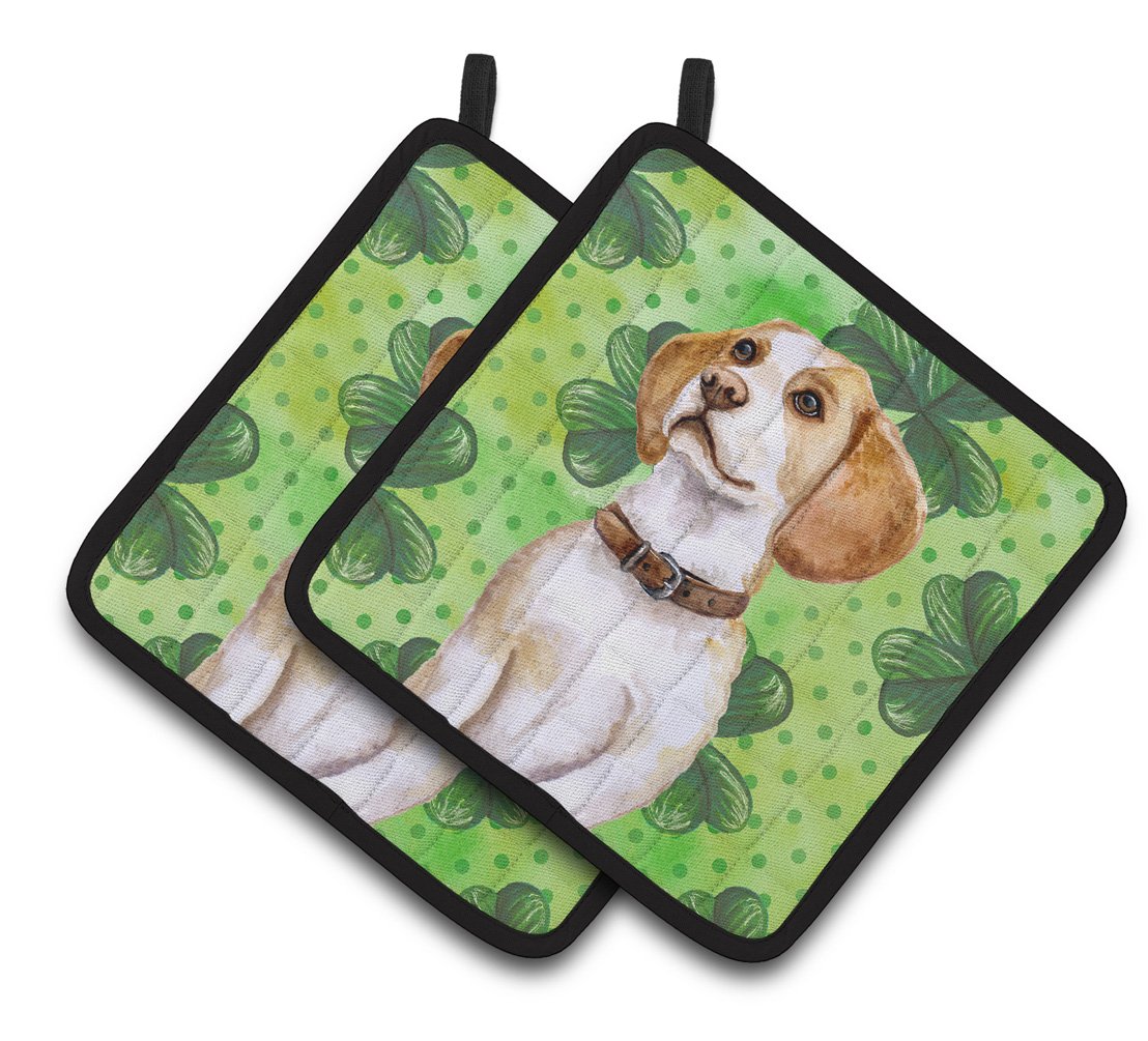 Beagle St Patrick&#39;s Pair of Pot Holders BB9860PTHD by Caroline&#39;s Treasures