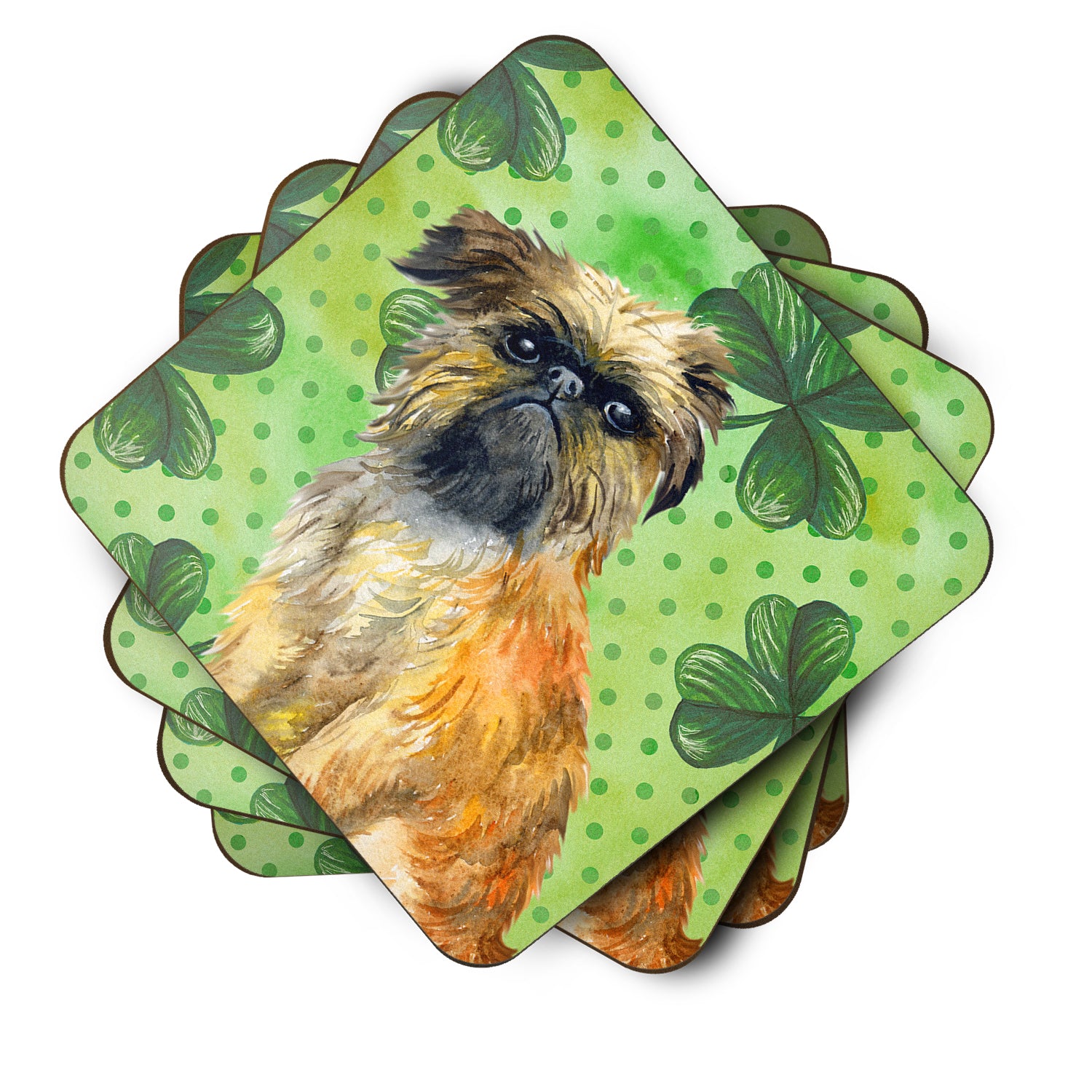 Brussels Griffon St Patrick's Foam Coaster Set of 4 BB9861FC - the-store.com