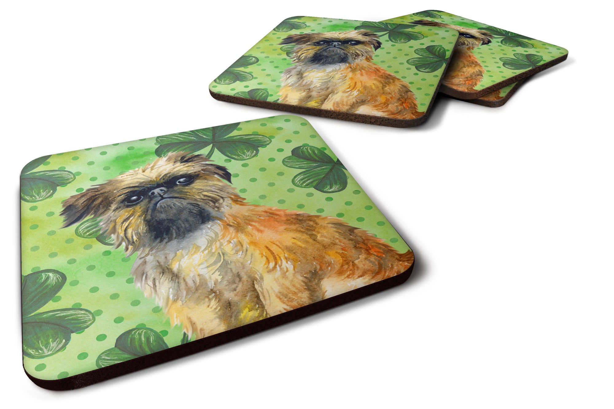 Brussels Griffon St Patrick's Foam Coaster Set of 4 BB9861FC - the-store.com