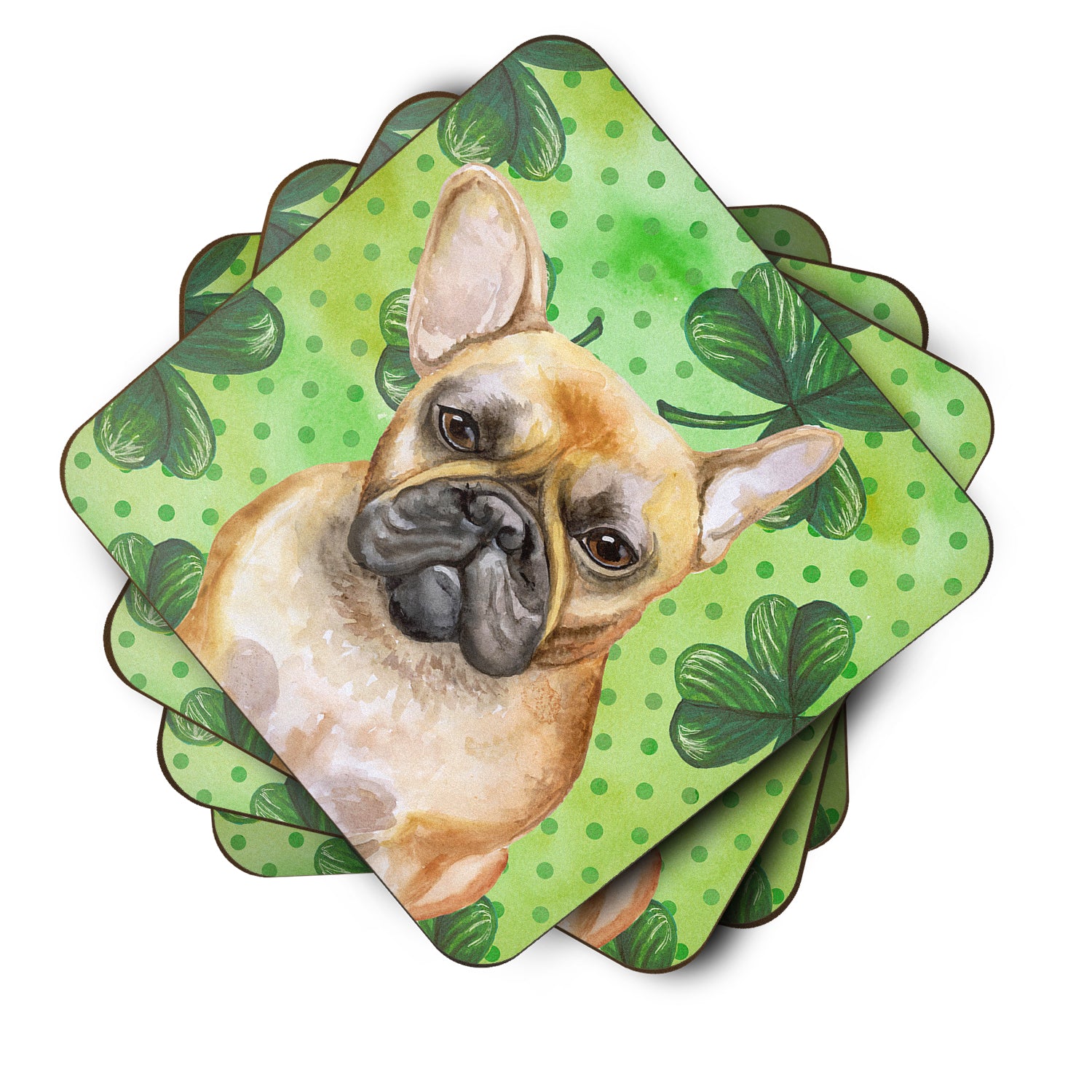 French Bulldog St Patrick's Foam Coaster Set of 4 BB9862FC - the-store.com