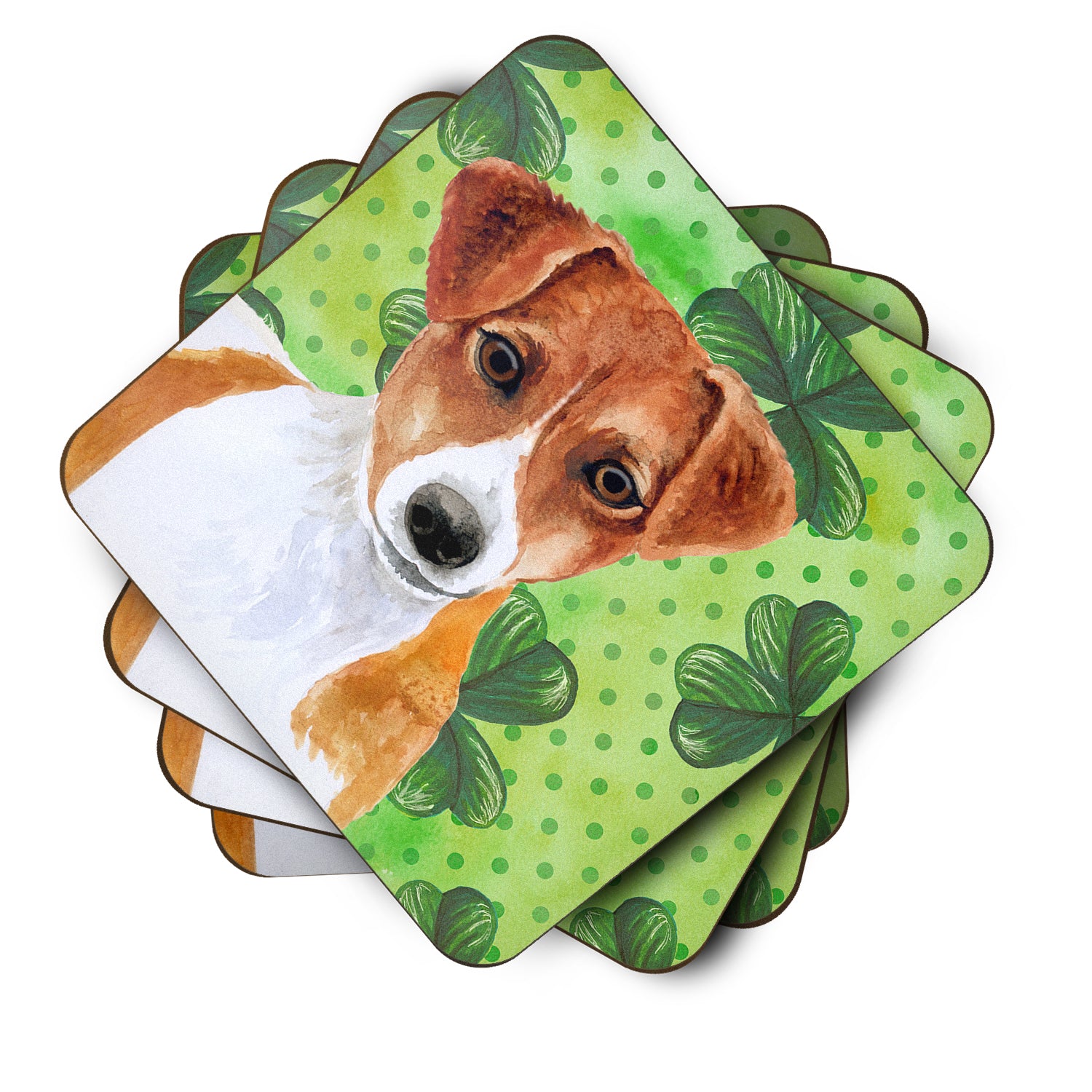 Jack Russell Terrier St Patrick's Foam Coaster Set of 4 BB9863FC - the-store.com