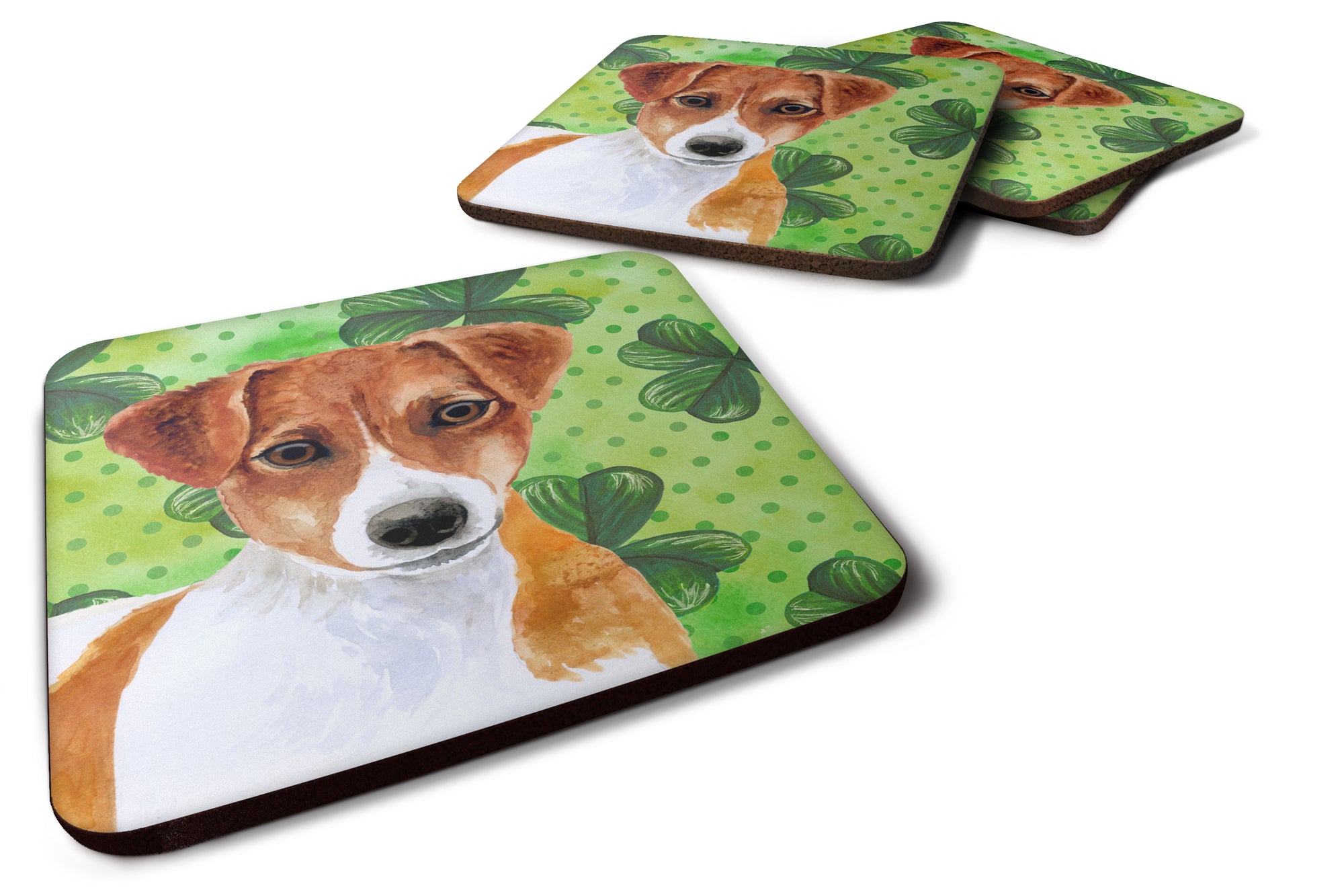 Jack Russell Terrier St Patrick's Foam Coaster Set of 4 BB9863FC - the-store.com