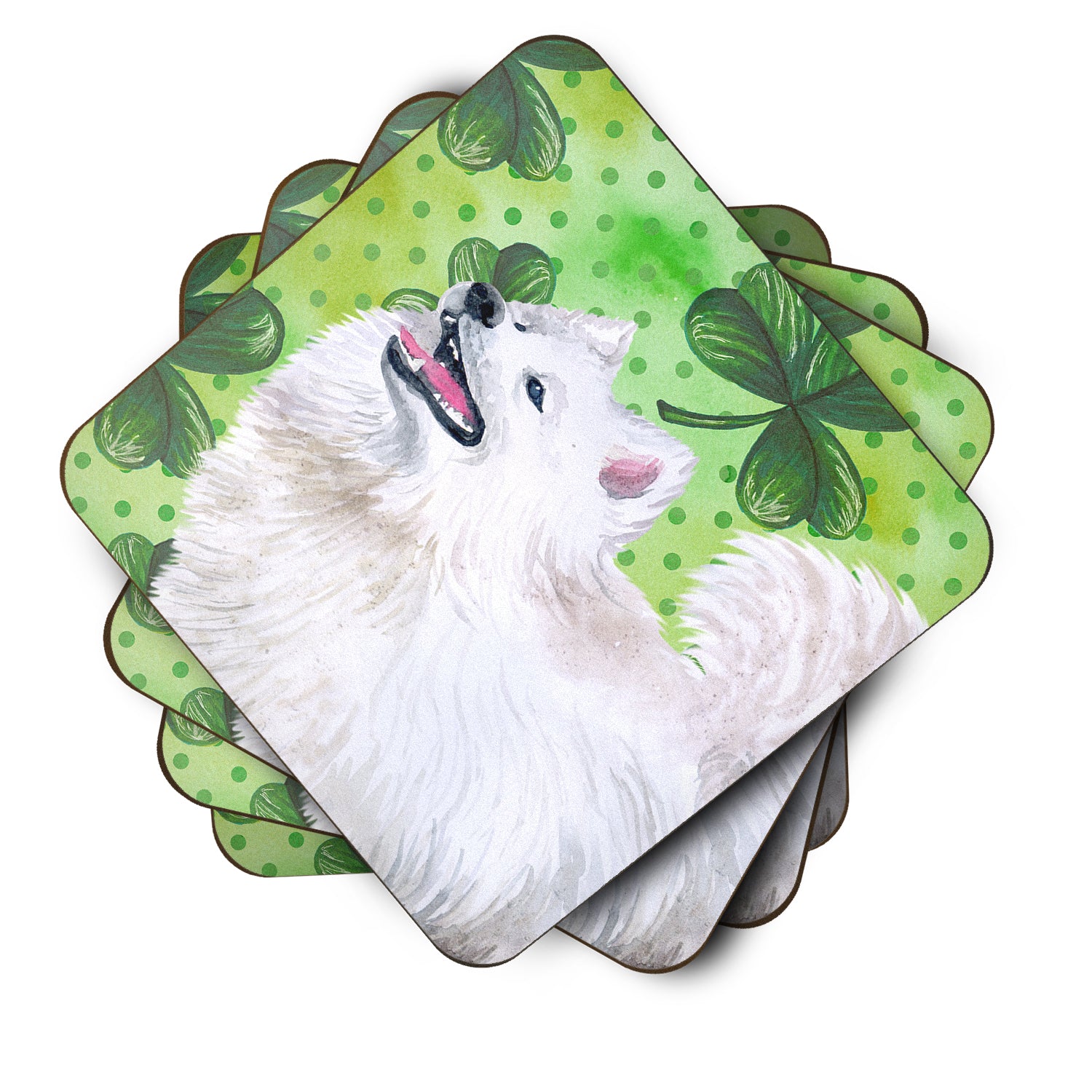 Samoyed St Patrick's Foam Coaster Set of 4 BB9865FC - the-store.com