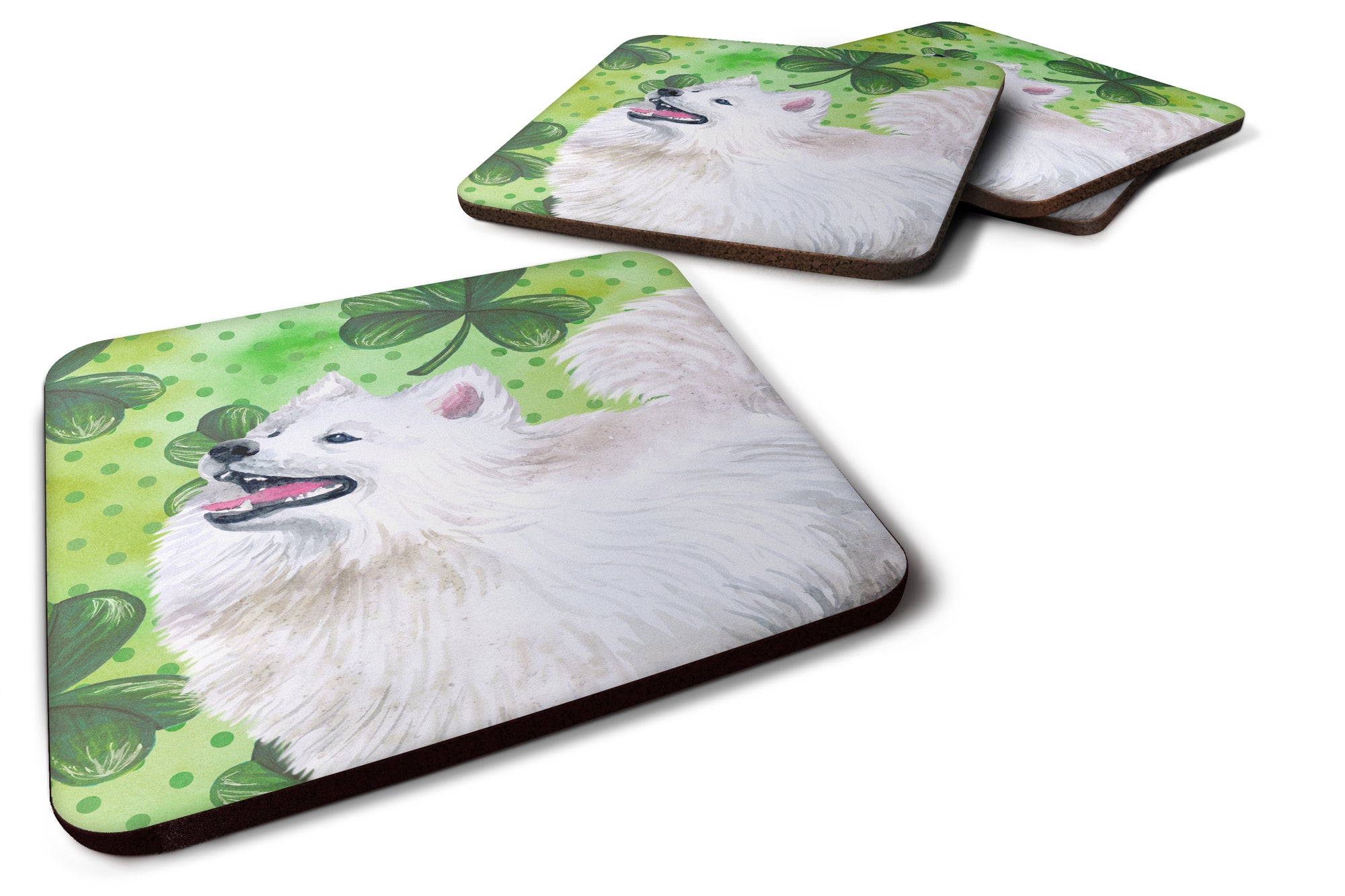 Samoyed St Patrick's Foam Coaster Set of 4 BB9865FC - the-store.com