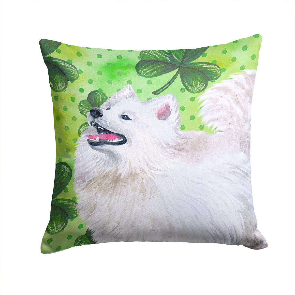 Samoyed St Patrick&#39;s Fabric Decorative Pillow BB9865PW1414 - the-store.com