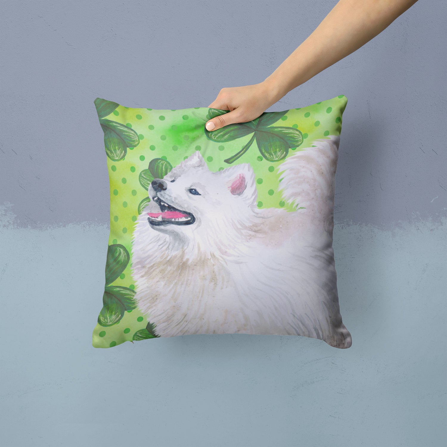 Samoyed St Patrick's Fabric Decorative Pillow BB9865PW1414 - the-store.com