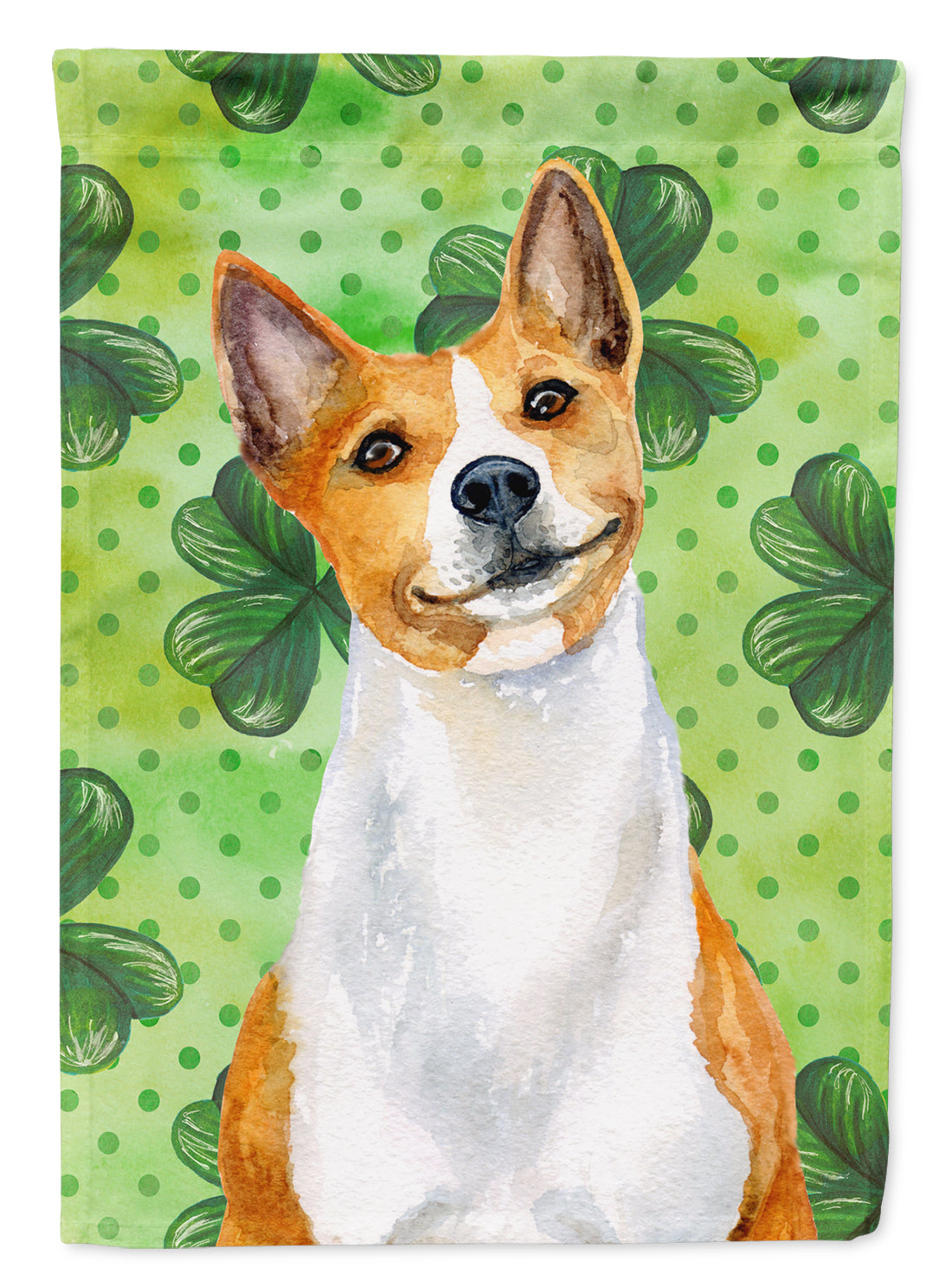 Basenji St Patrick&#39;s Flag Canvas House Size BB9866CHF  the-store.com.