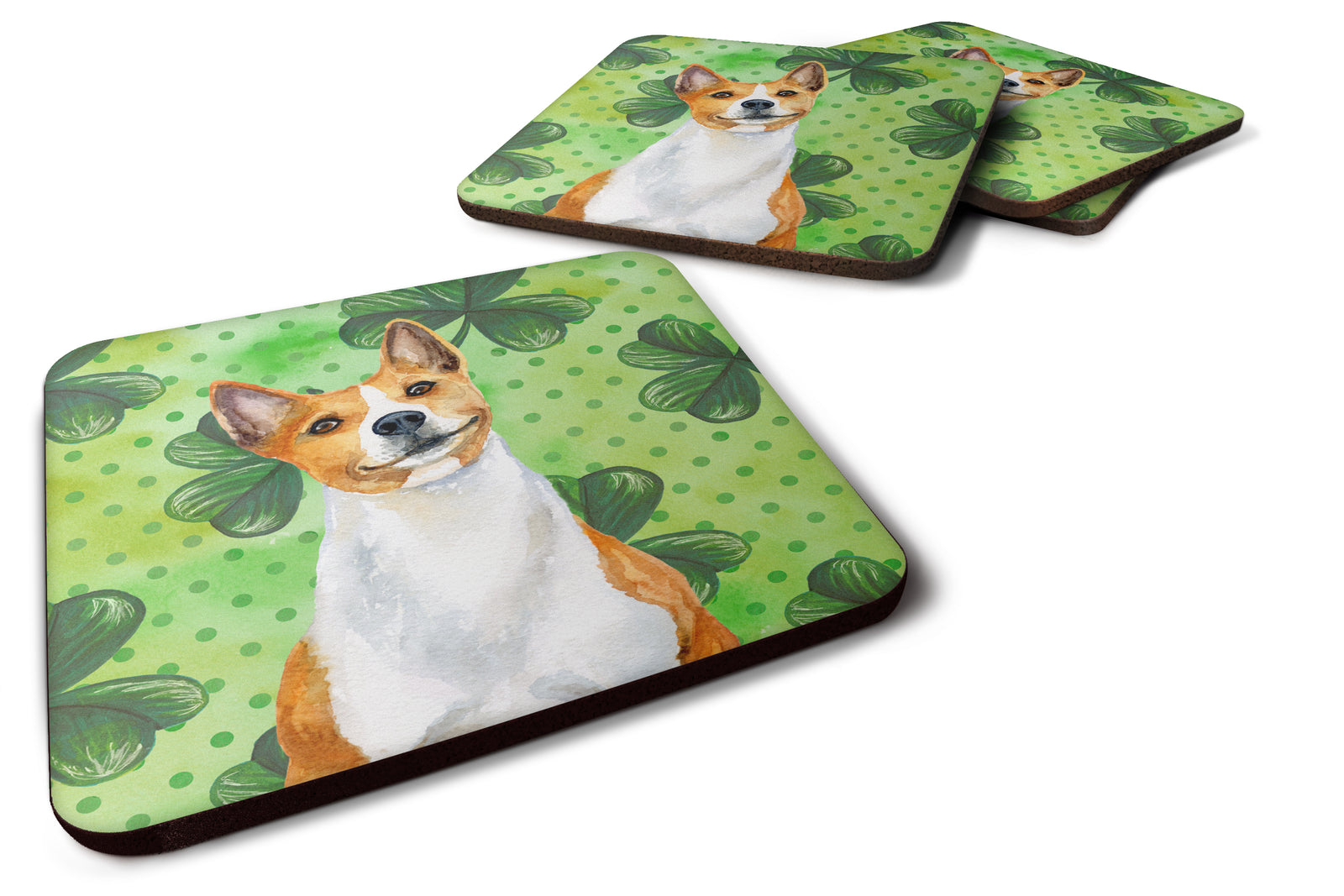 Basenji St Patrick's Foam Coaster Set of 4 BB9866FC - the-store.com