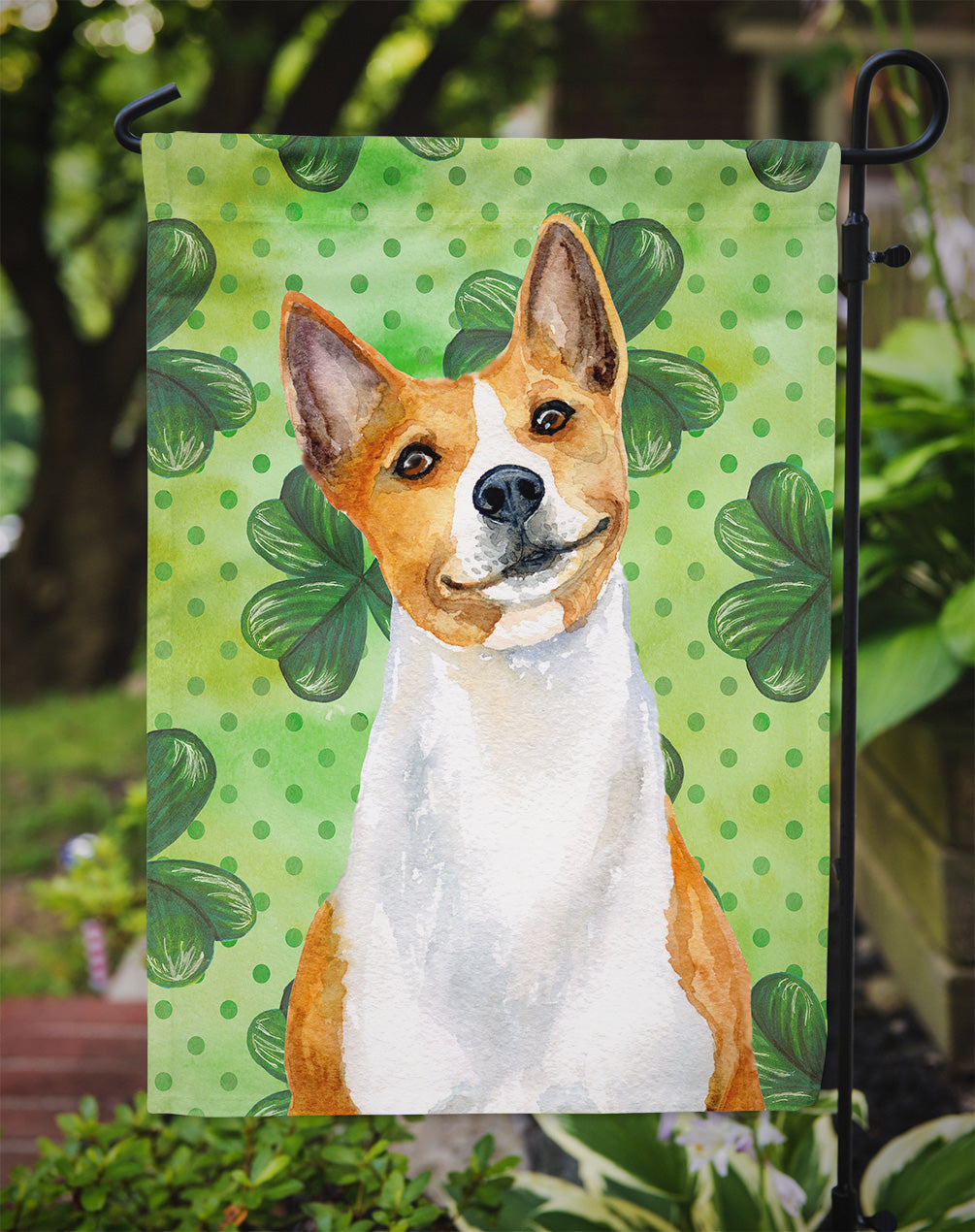 Basenji St Patrick's Flag Garden Size BB9866GF  the-store.com.