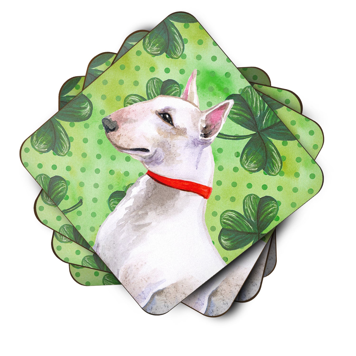 Bull Terrier St Patrick's Foam Coaster Set of 4 BB9867FC - the-store.com