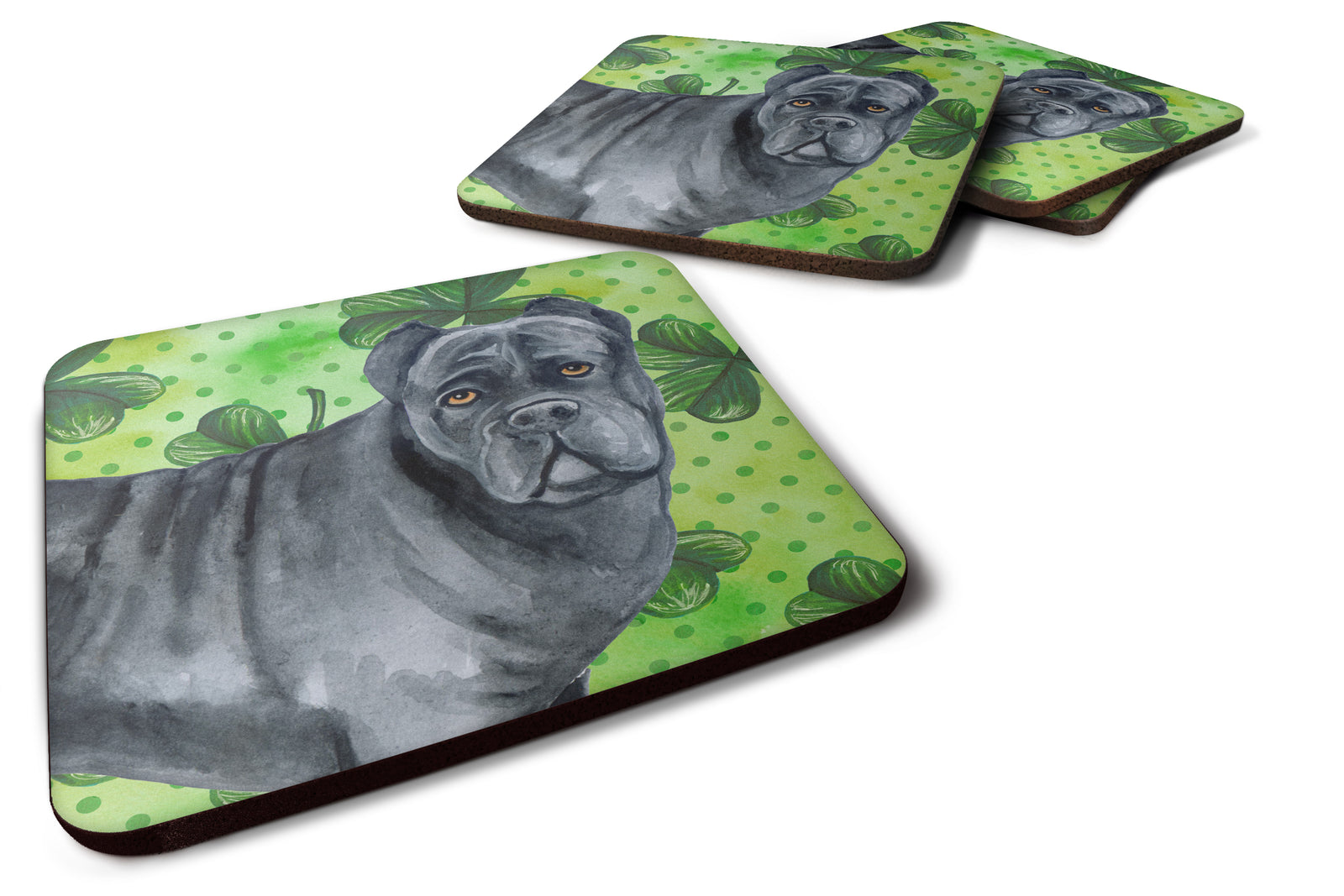 Cane Corso St Patrick's Foam Coaster Set of 4 BB9868FC - the-store.com