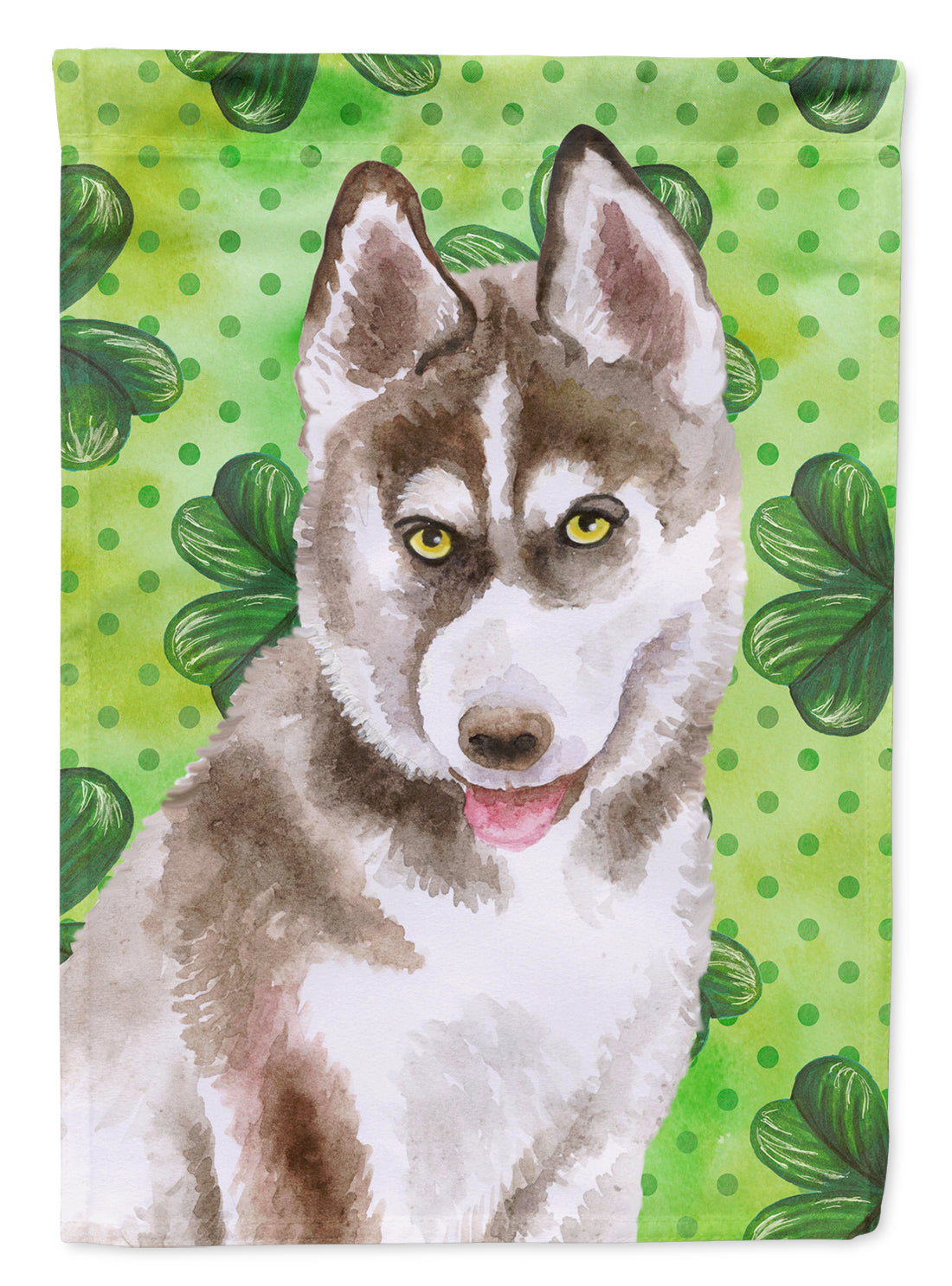 Siberian Husky Grey St Patrick's Flag Canvas House Size BB9870CHF  the-store.com.