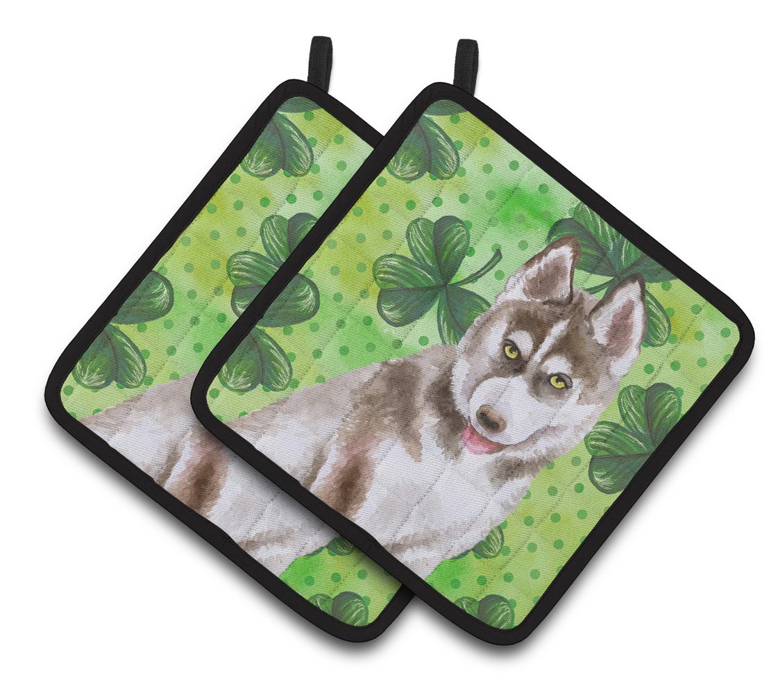 Siberian Husky Grey St Patrick's Pair of Pot Holders BB9870PTHD by Caroline's Treasures