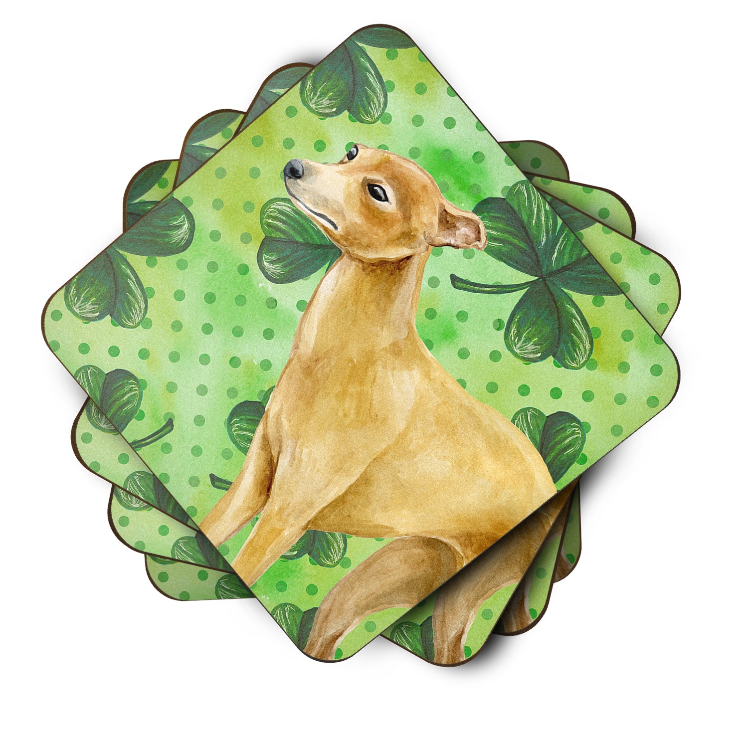 Italian Greyhound St Patrick's Foam Coaster Set of 4 BB9872FC - the-store.com