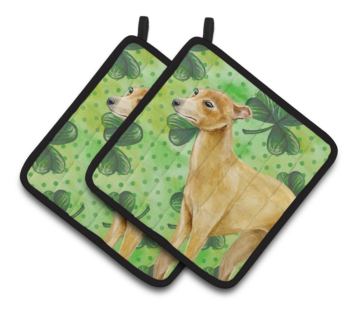 Italian Greyhound St Patrick&#39;s Pair of Pot Holders BB9872PTHD by Caroline&#39;s Treasures