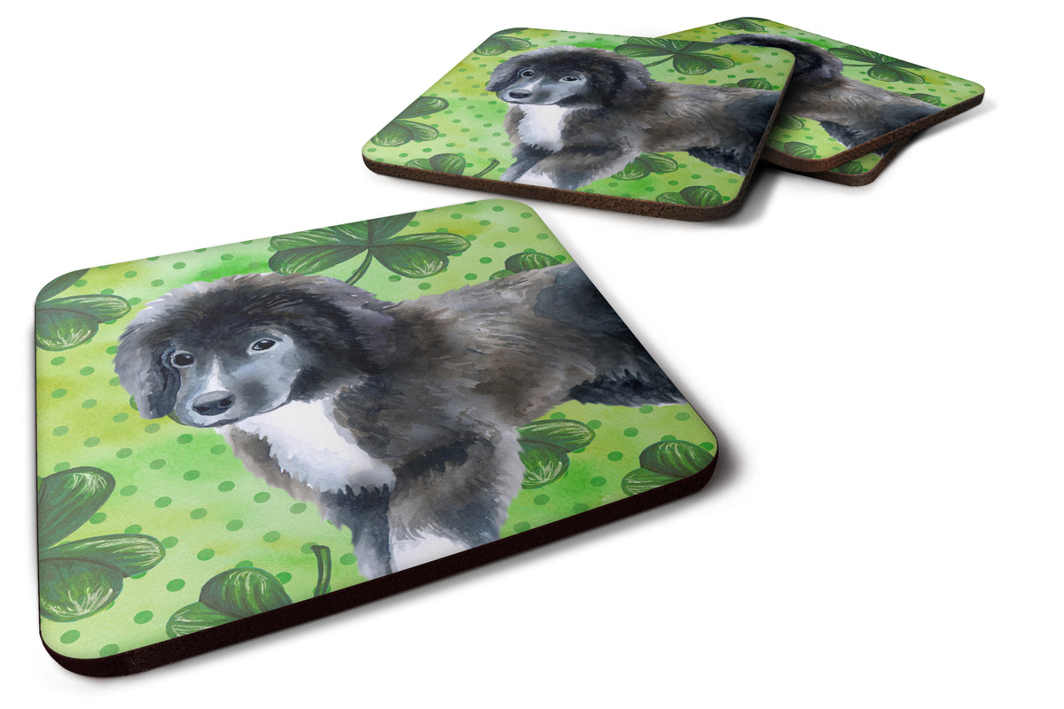 Set of 4 Newfoundland Puppy St Patrick&#39;s Foam Coasters Set of 4 - the-store.com