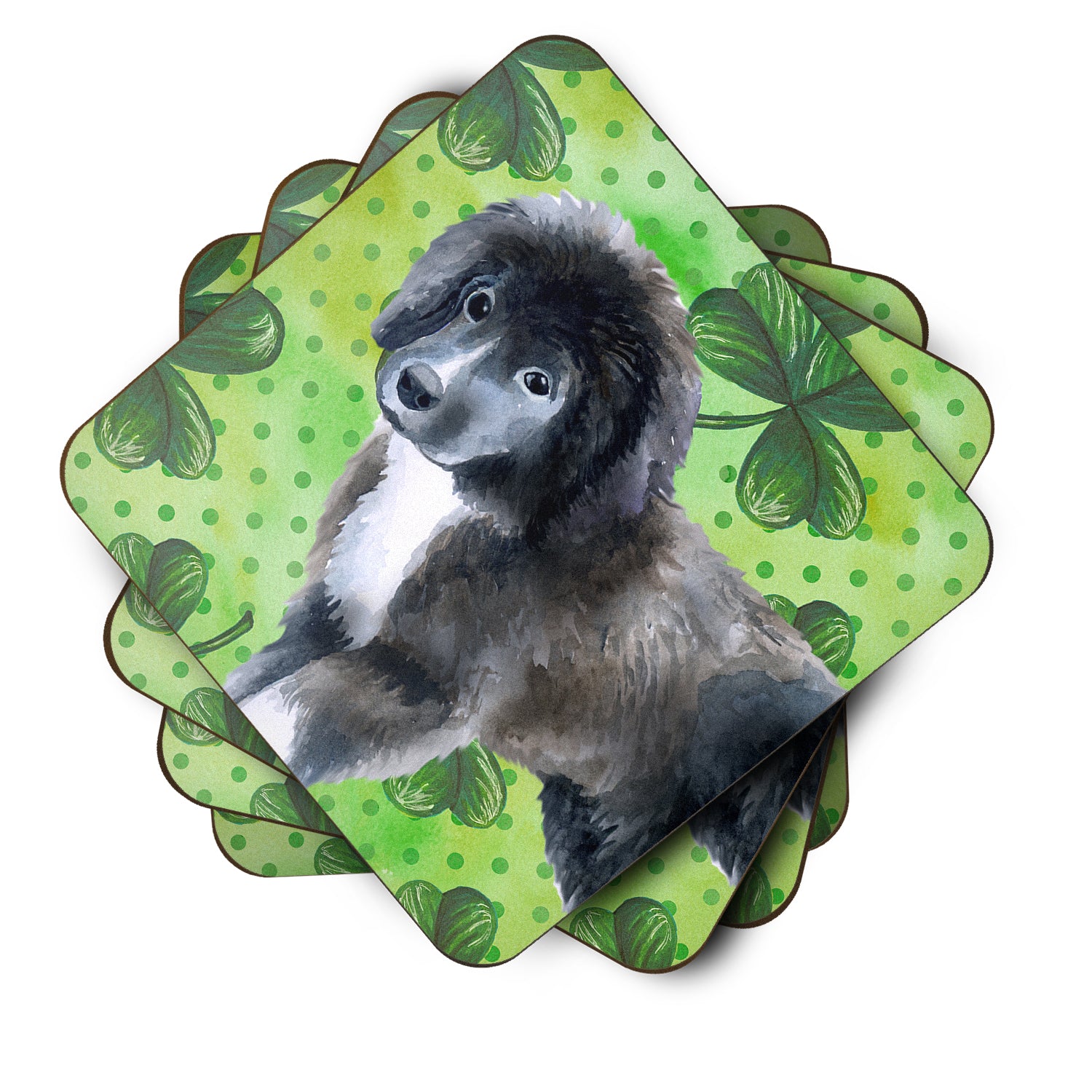 Set of 4 Newfoundland Puppy St Patrick's Foam Coasters Set of 4 - the-store.com